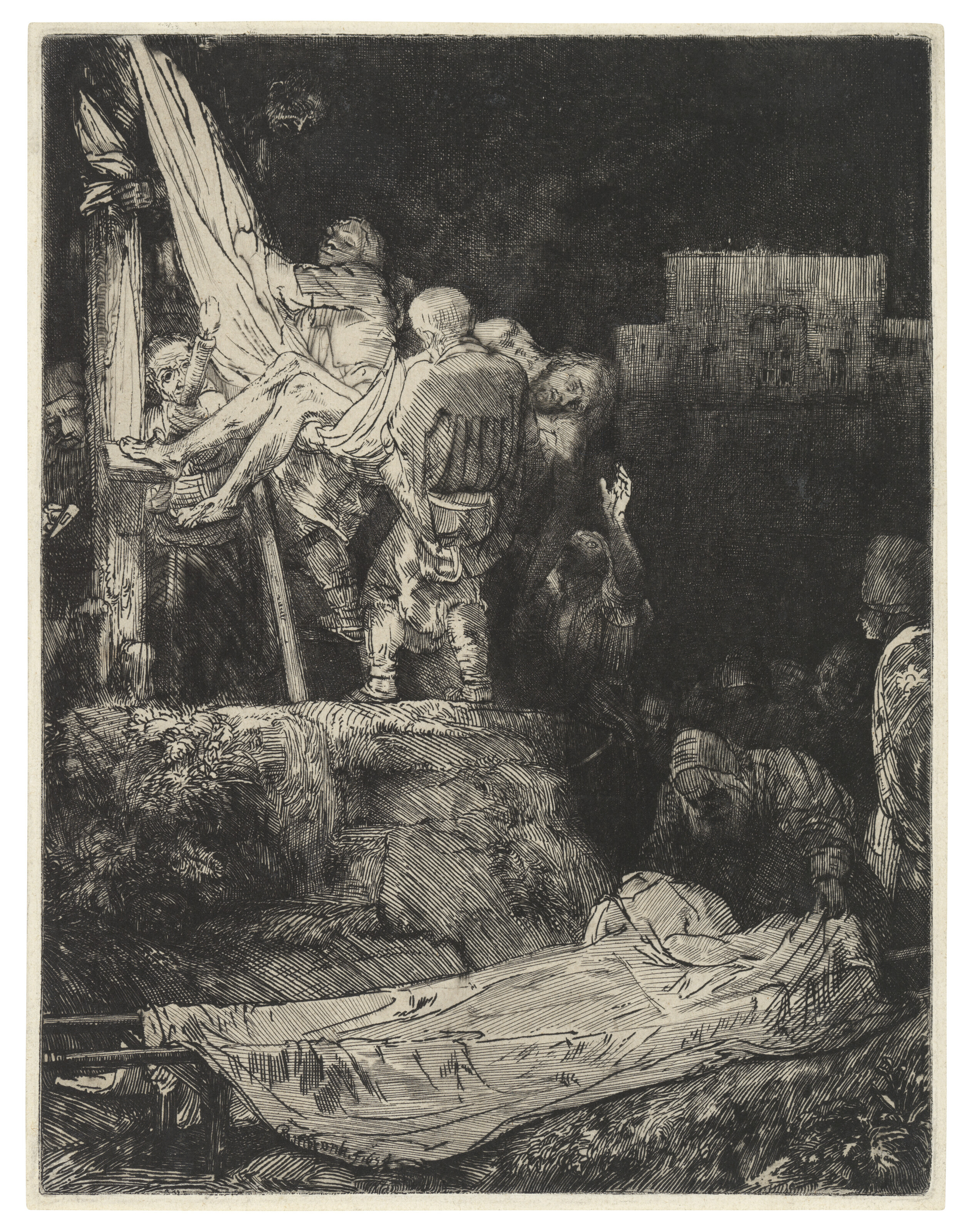 Rembrandt van Rijn — Сошествие с Креста при свете факелов