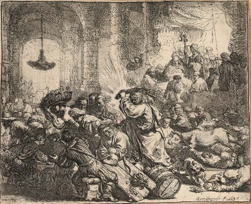 Rembrandt van Rijn — Христос изгоняет менял из храма (Б., гл. 69; ч. 126)
