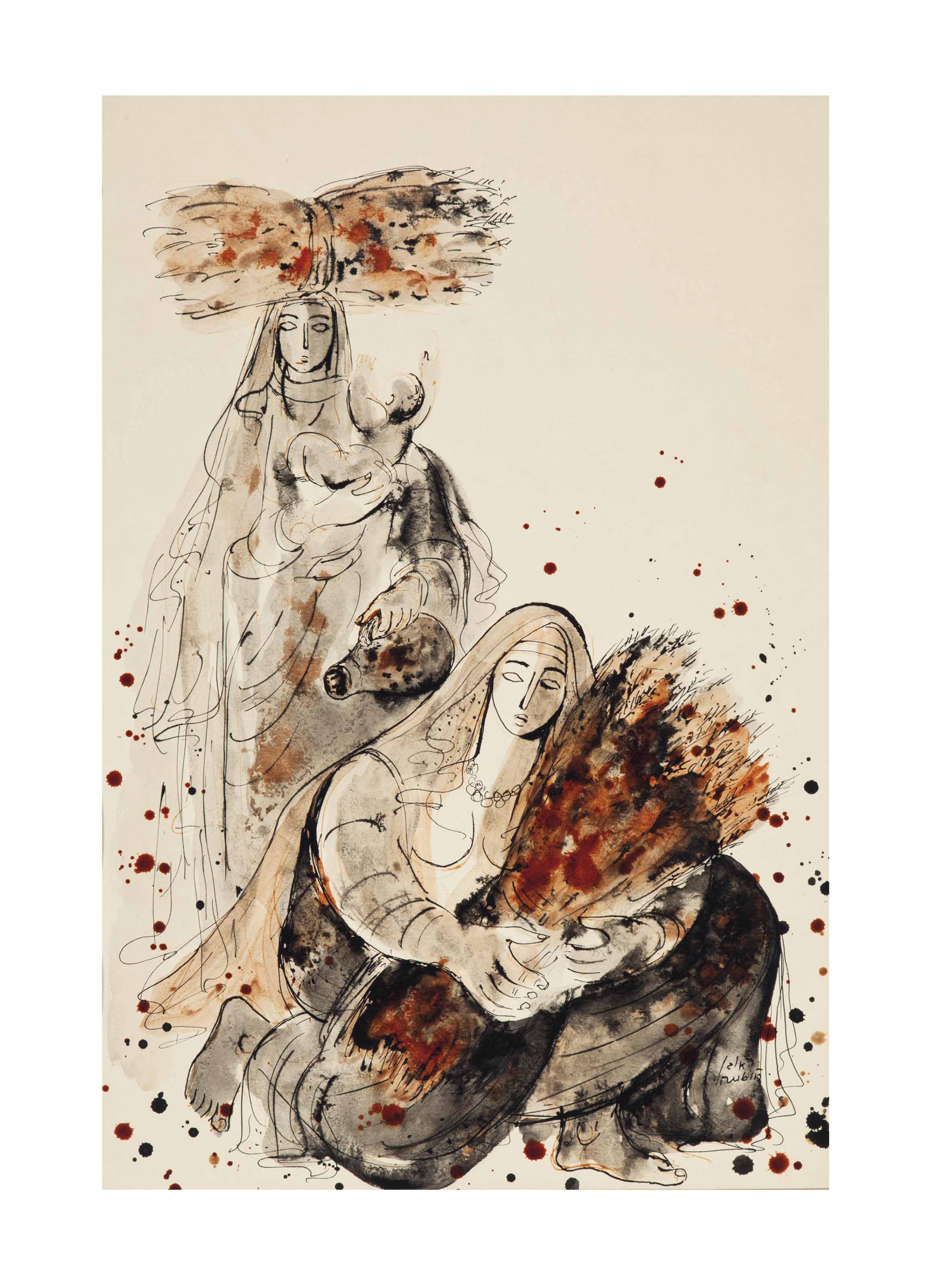 Reuven Rubin — Две женщины и ребенок