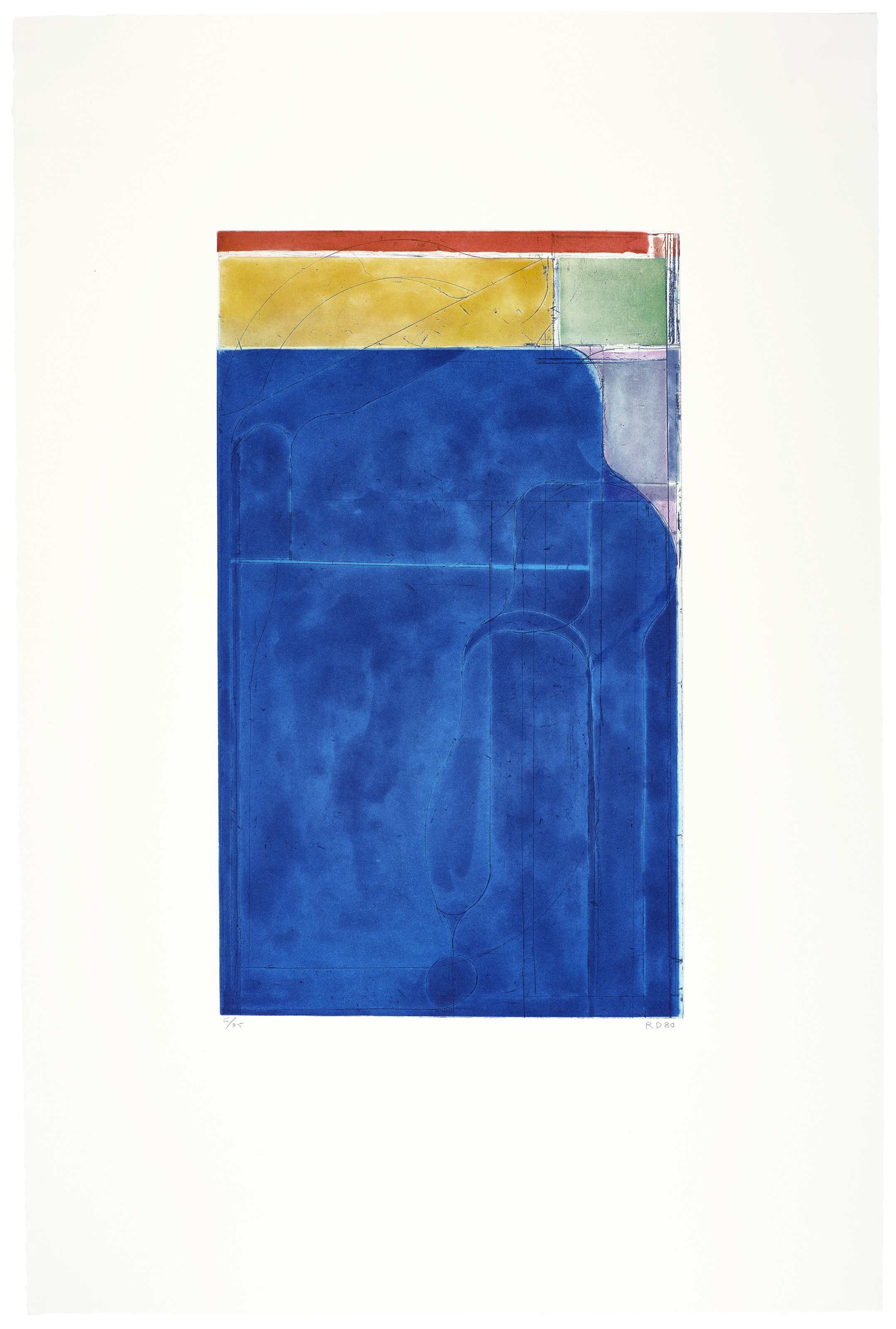 Richard Diebenkorn — Крупная ярко-синяя гравюра, выполненная в восьми цветах