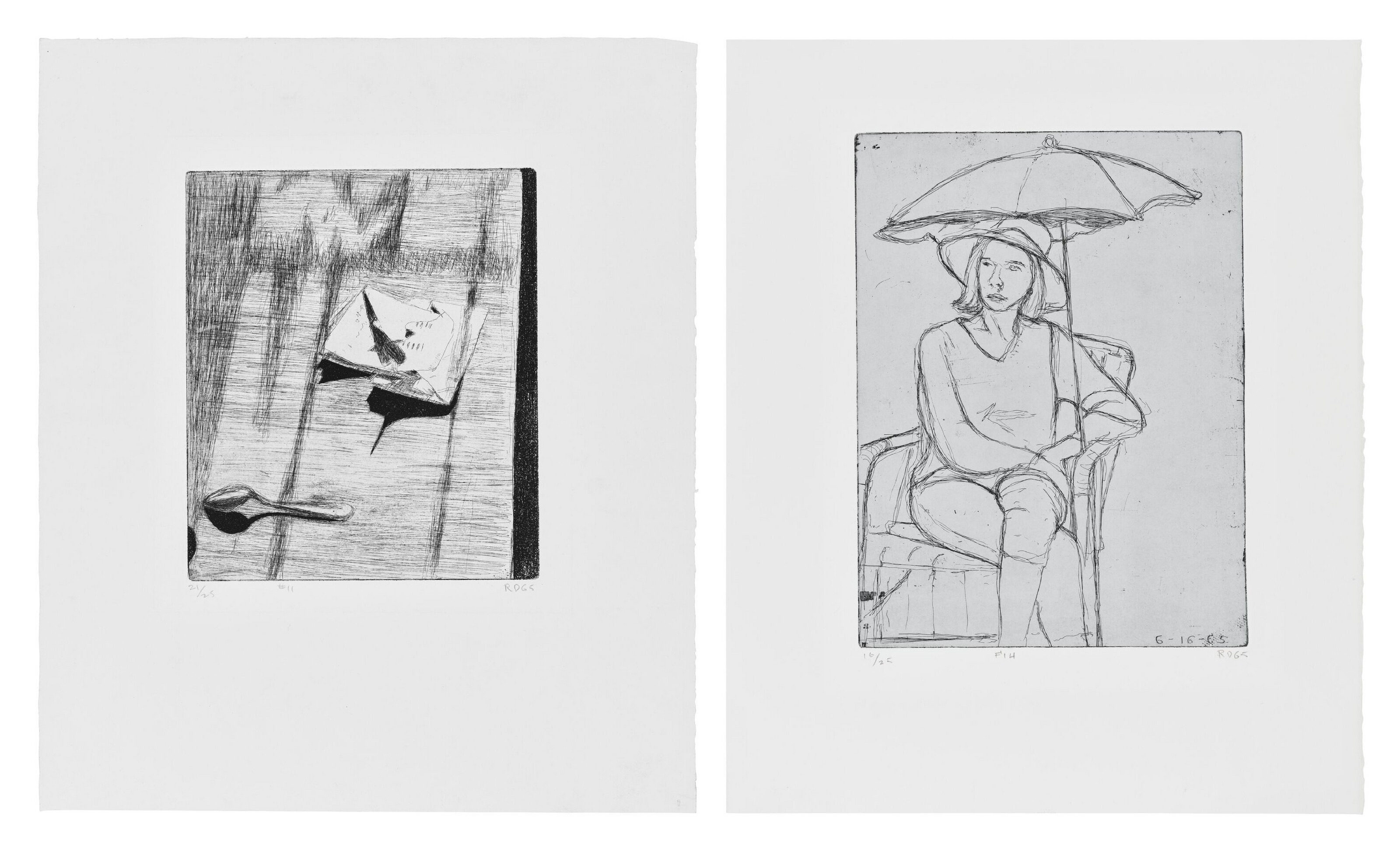 Richard Diebenkorn — 41 Гравюра с сухими точками : Два оттиска