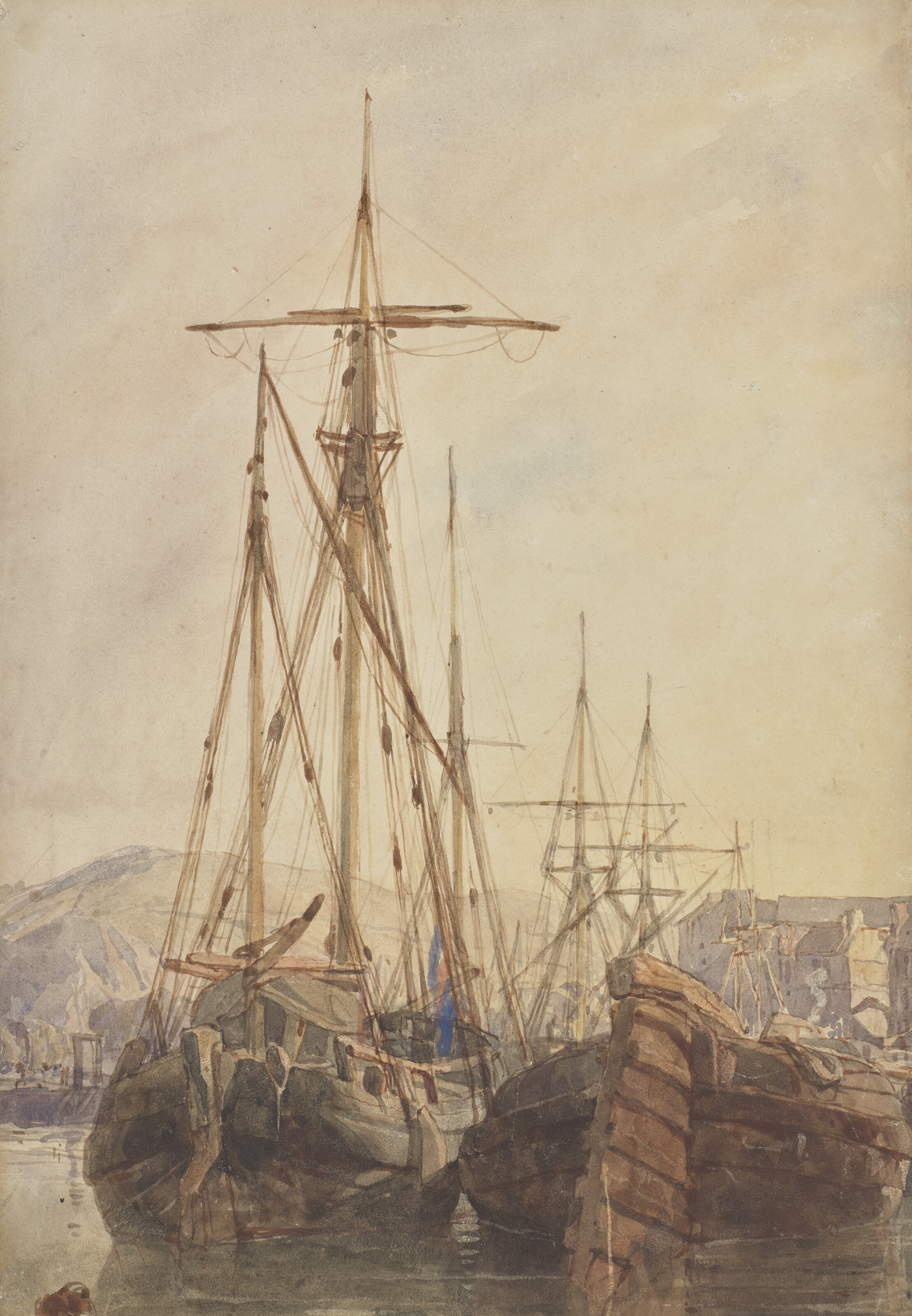 Richard Parkes Bonington — Рыбацкие лодки на якоре, Булонь, Франция