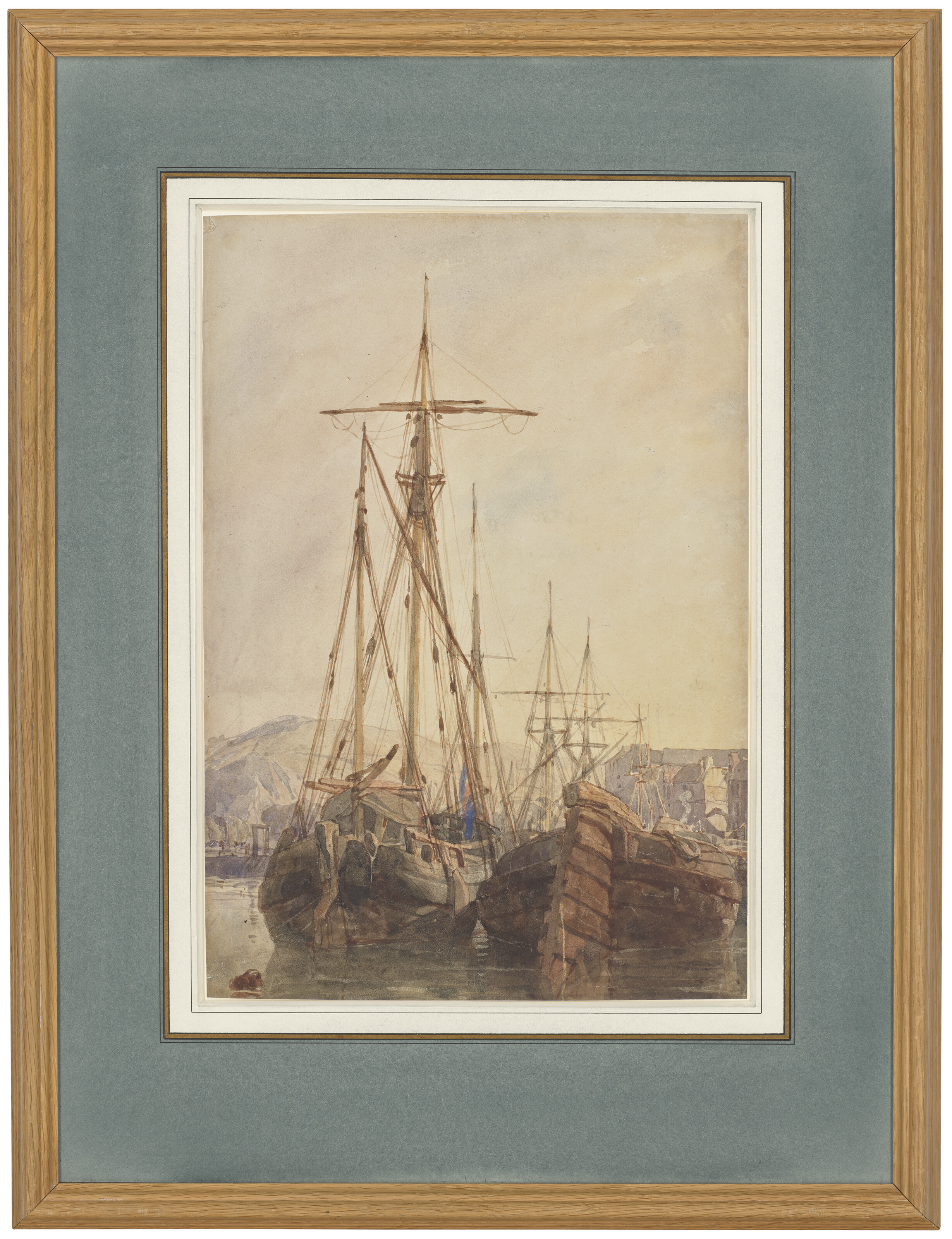 Richard Parkes Bonington — Рыбацкие лодки на якоре, Булонь, Франция, изображение 3
