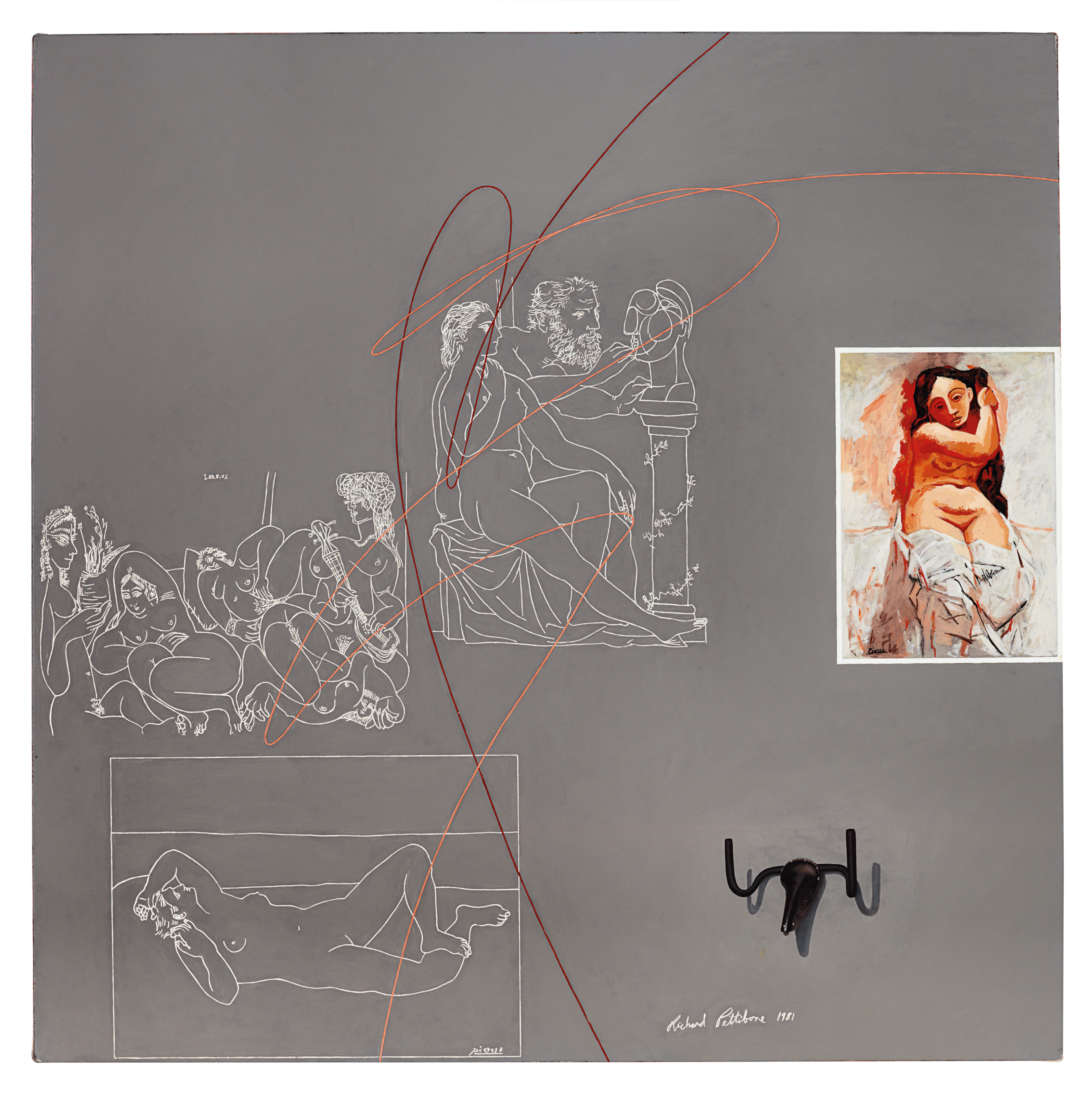 Richard Pettibone — "Купальщицы", 1920; "Гравюра из серии 347", 1968; "Гравюра из сюиты Воллара", 1933; "Голова быка", 1943; и "Женщина, распускающая волосы", 1906