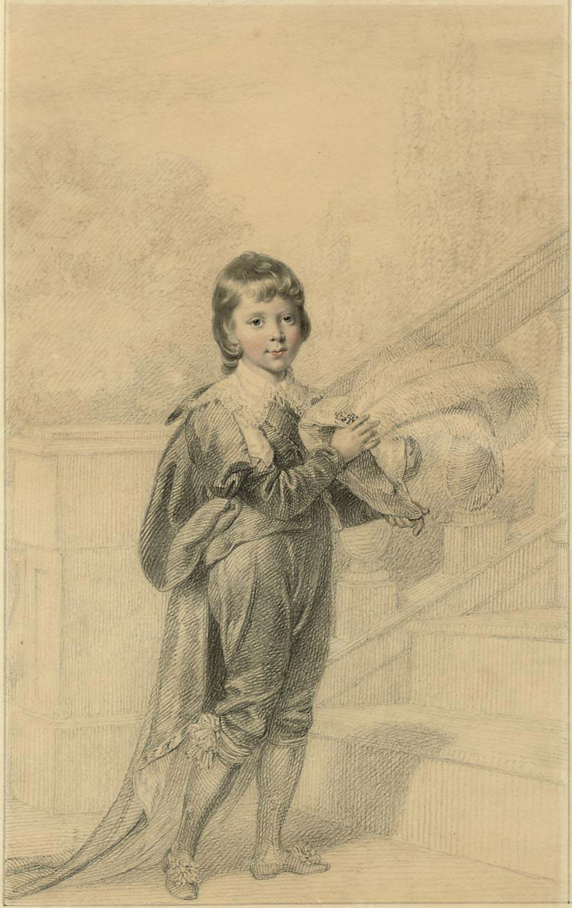 Richard Prince — Портрет Джорджа, принца Уэльского (1762-1830), в полный рост, в черном костюме с кружевным воротником, в шляпе с пером