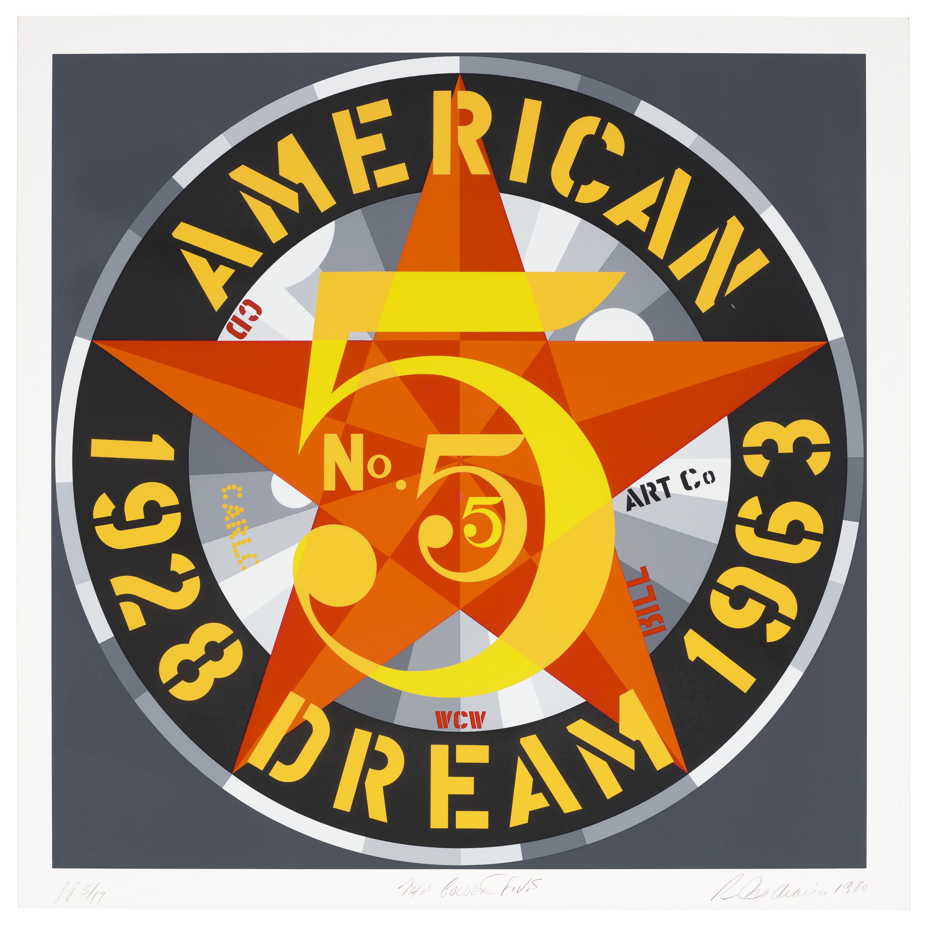 Robert Indiana — Американская мечта №5 (Золотая пятерка), изображение 4