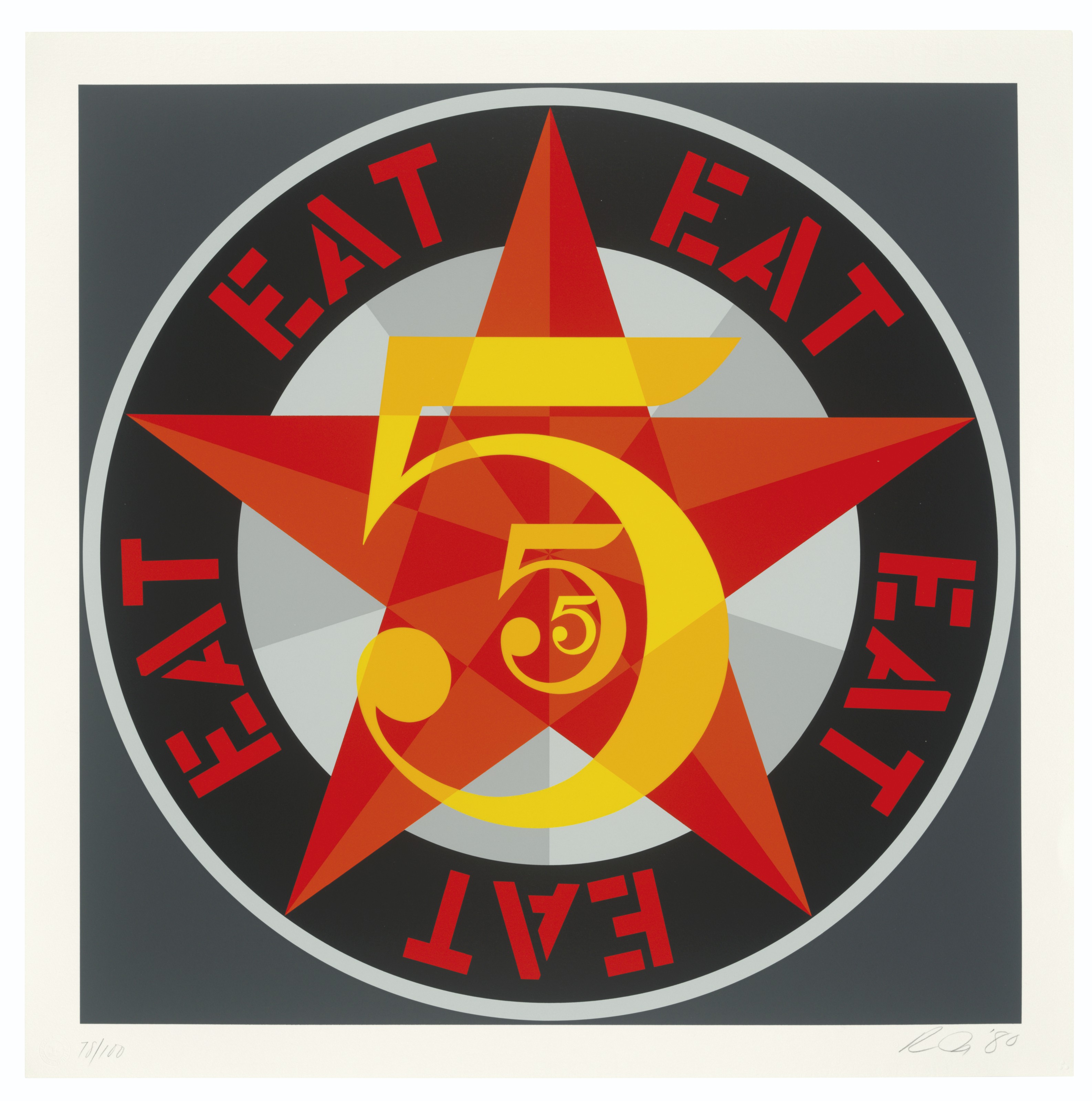 Robert Indiana — Американская мечта № 5 (Золотая пятерка), изображение 3