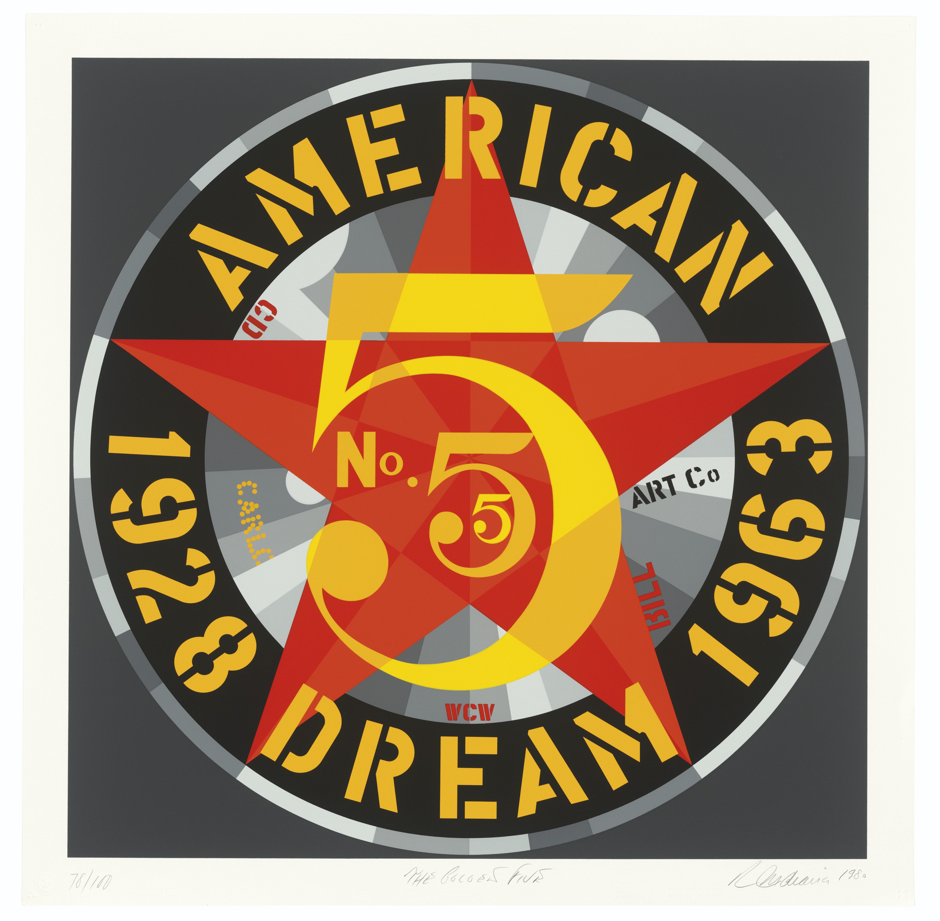 Robert Indiana — Американская мечта № 5 (Золотая пятерка), изображение 4