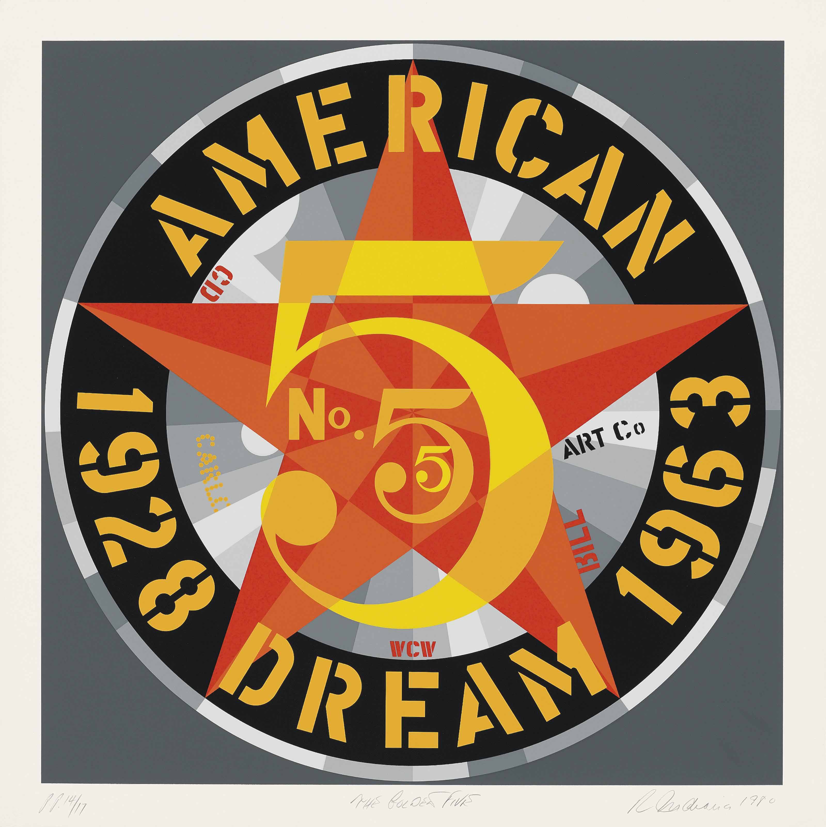 Robert Indiana — Американская мечта № 5 (Золотая пятерка) (Шихан 113), изображение 2