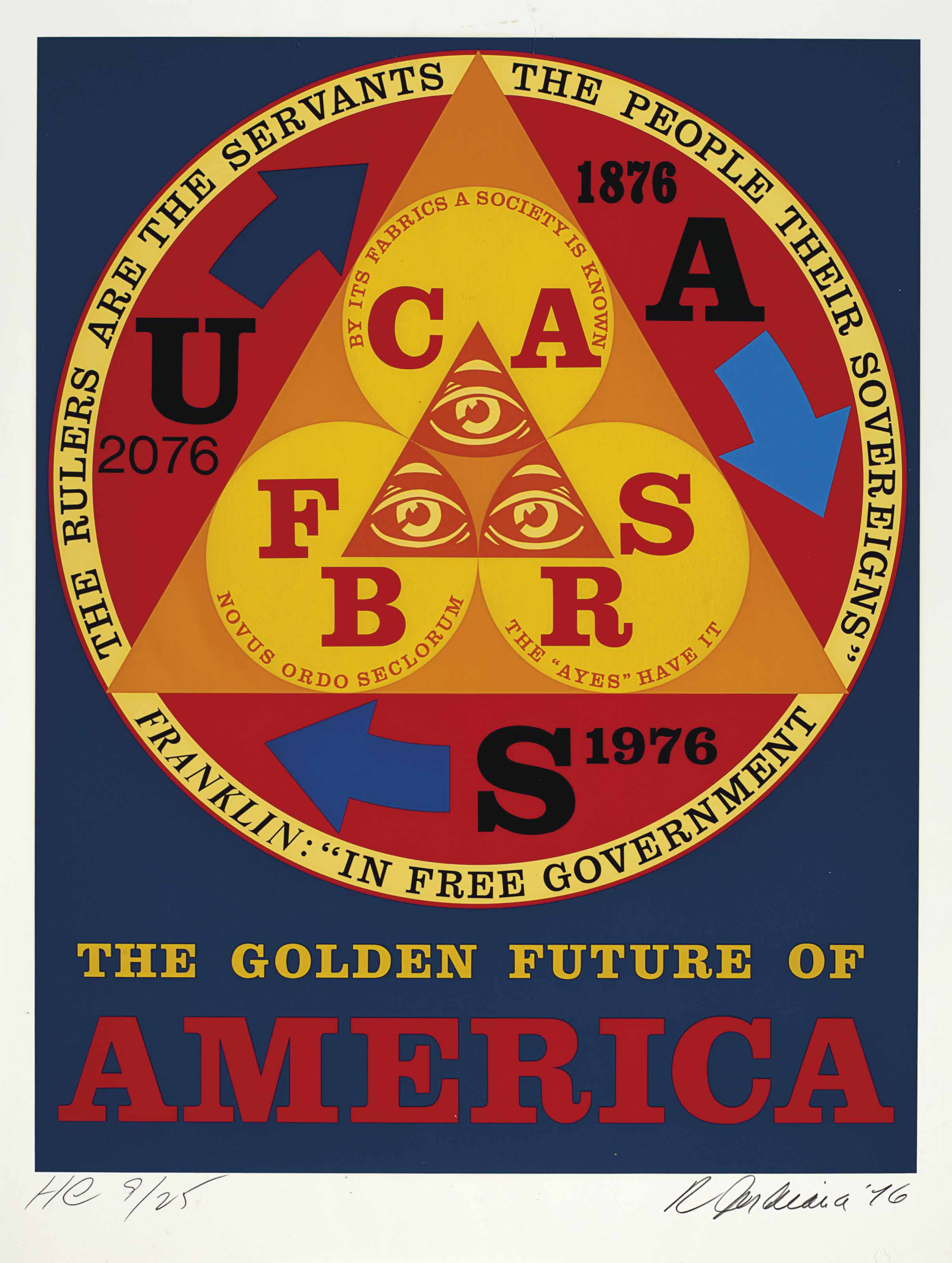 Robert Indiana — Золотое будущее Америки, с американского портрета, 1776-1976