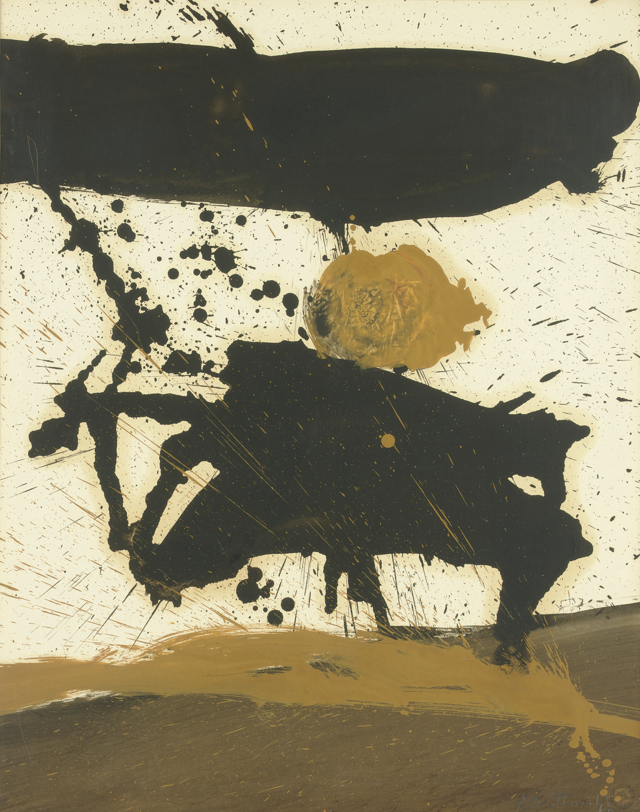 Robert Motherwell — Черным, с желтой охрой