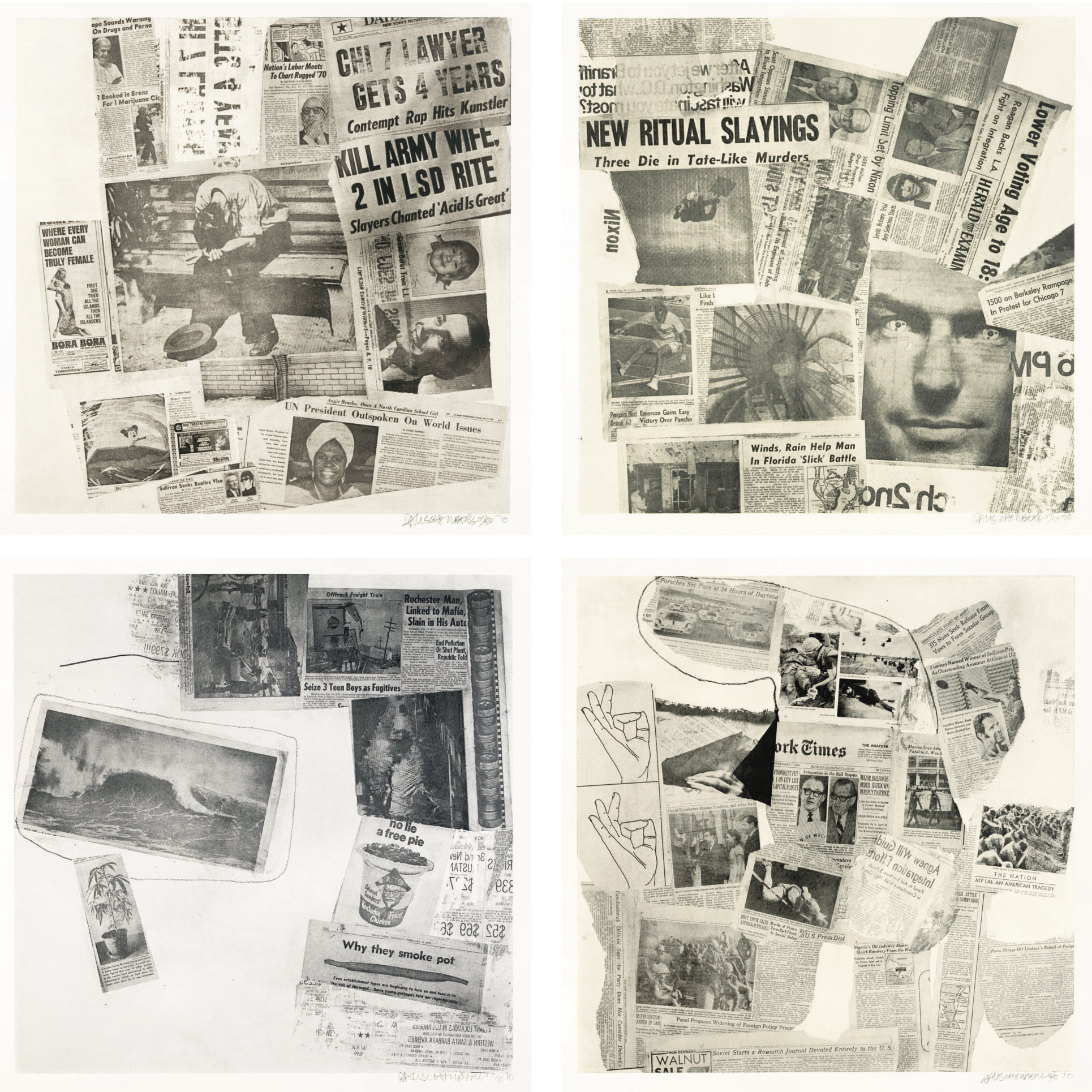 Robert Rauschenberg — Характеристики по токам : 21 пластина (F. 126-29, 131, 133-38, 140-41, 143-48, и 150-51)