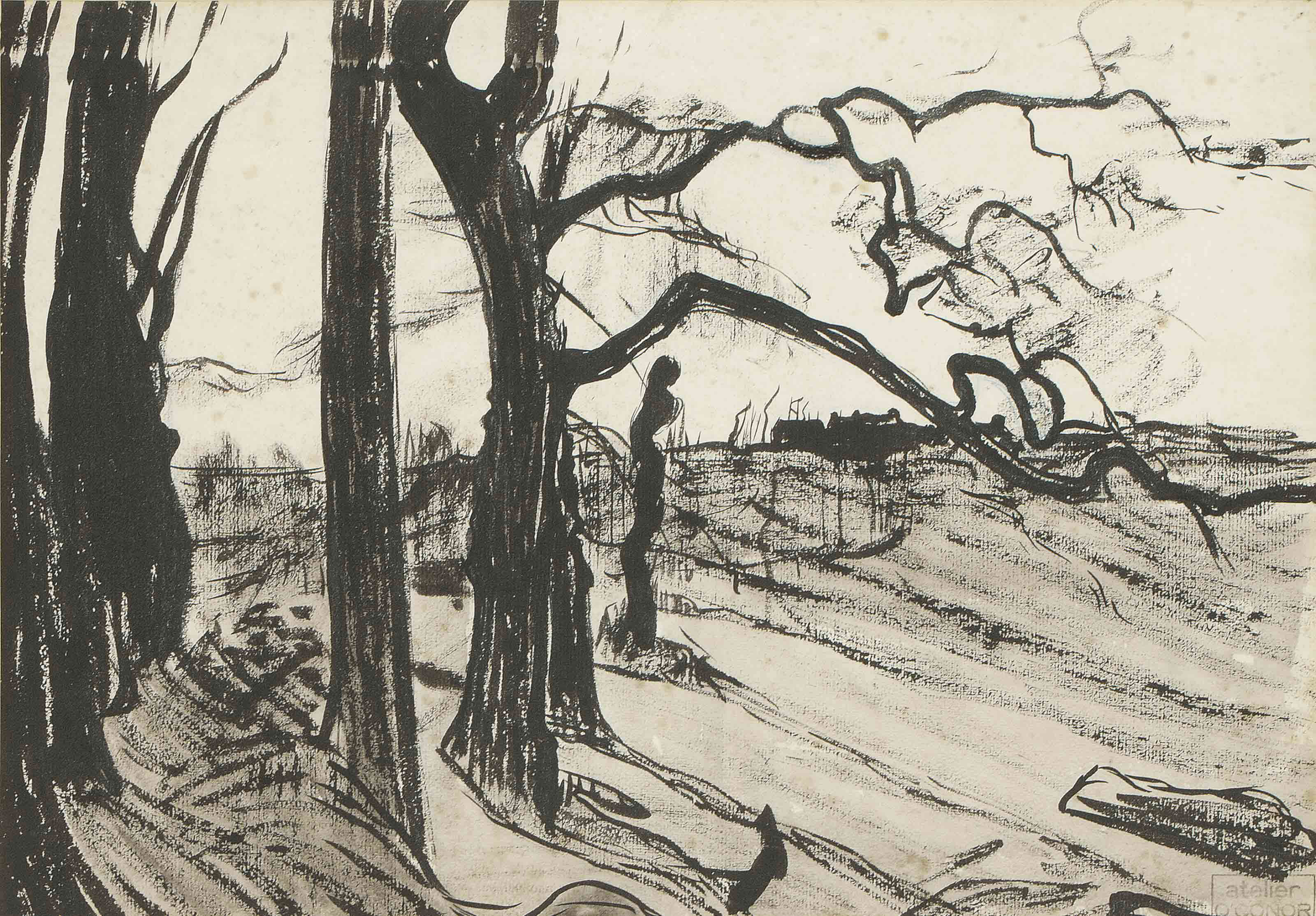 Roderic O'Conor — Голые деревья и далекая ферма, Понт-Авен