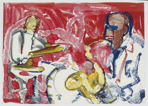Romare Bearden — Внешний хор (ритм-секция) из серии "Джаз" (Гелбурд и Розенберг, иллюстрация 22)