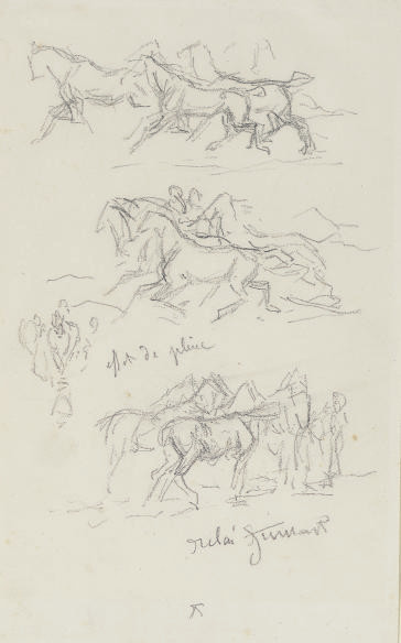 Rosa Bonheur — Два листа с рисунками лошадей и овец (спереди и сзади)