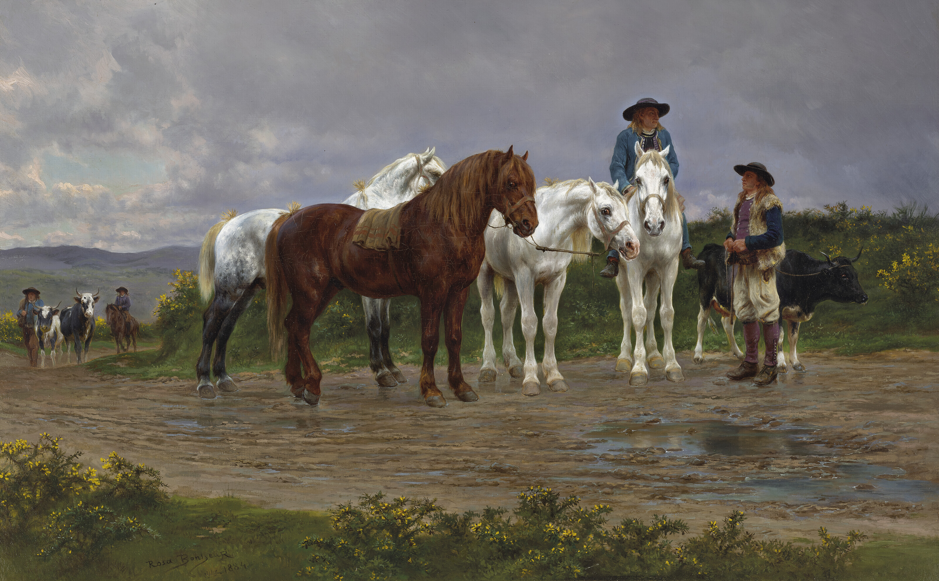 Rosa Bonheur — Фермеры Пиренеев, направляющиеся на рынок