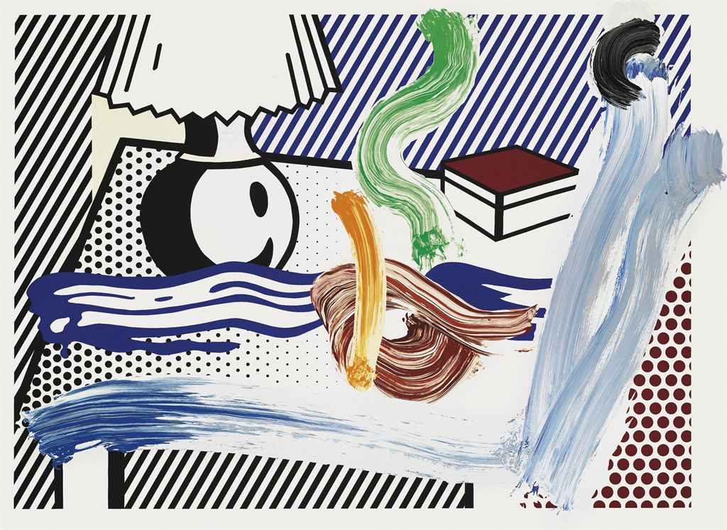 Roy Lichtenstein — Натюрморт с лампой, выполненный кистью