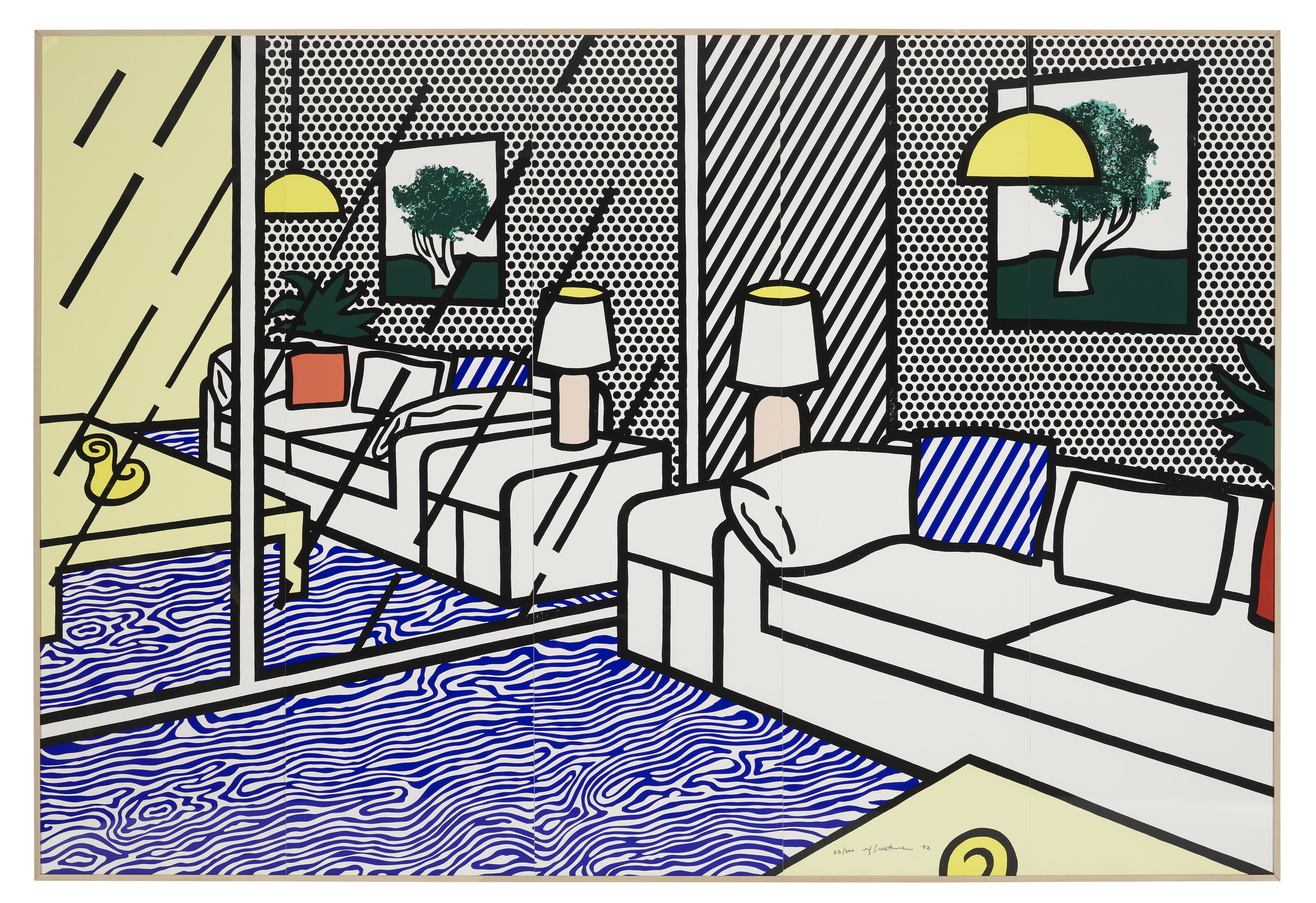 Roy Lichtenstein — Обои с голубым напольным покрытием в интерьере, изображение 2