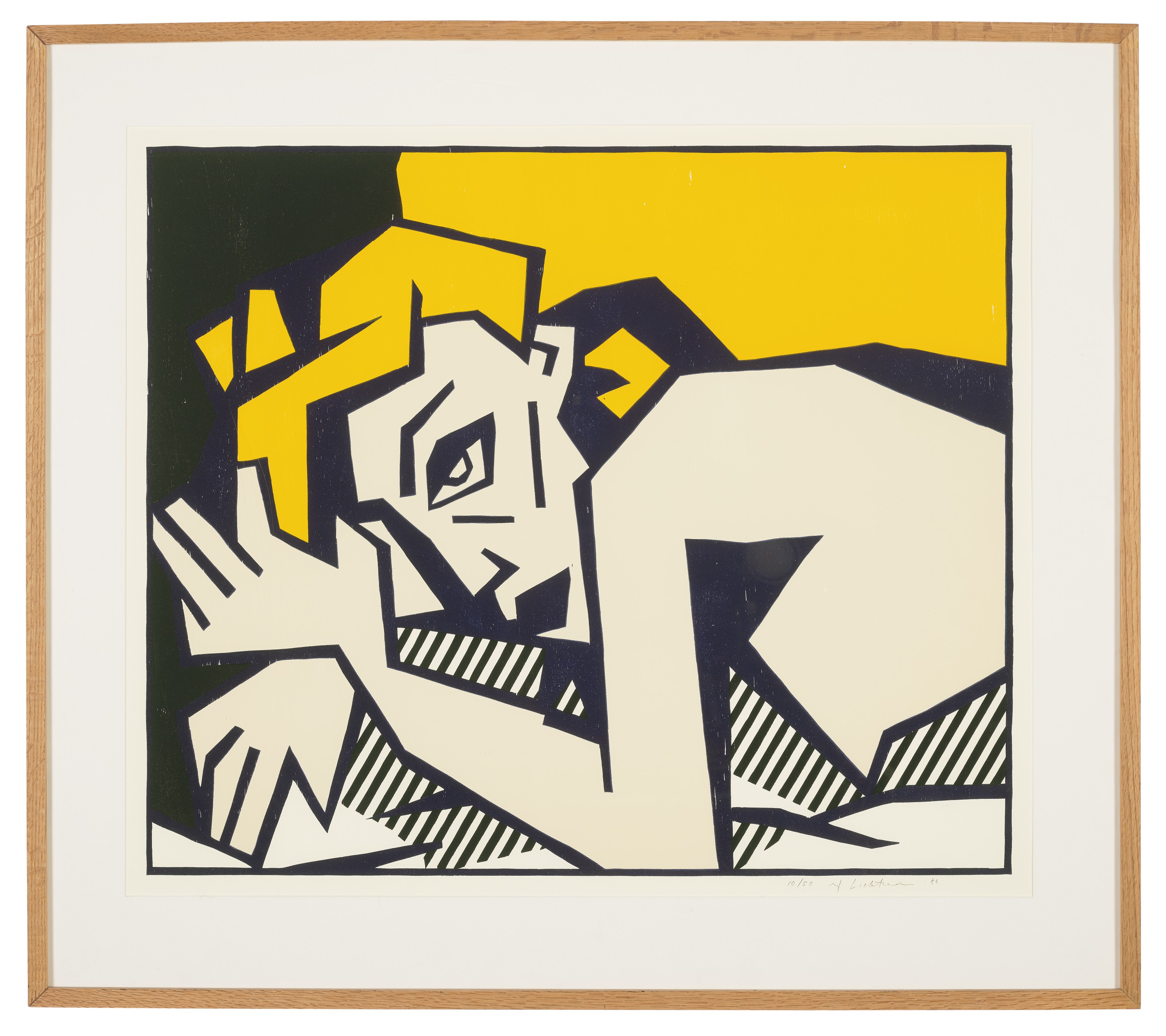 Roy Lichtenstein — Лежащая обнаженная натура из серии экспрессионистских гравюр на дереве, изображение 2