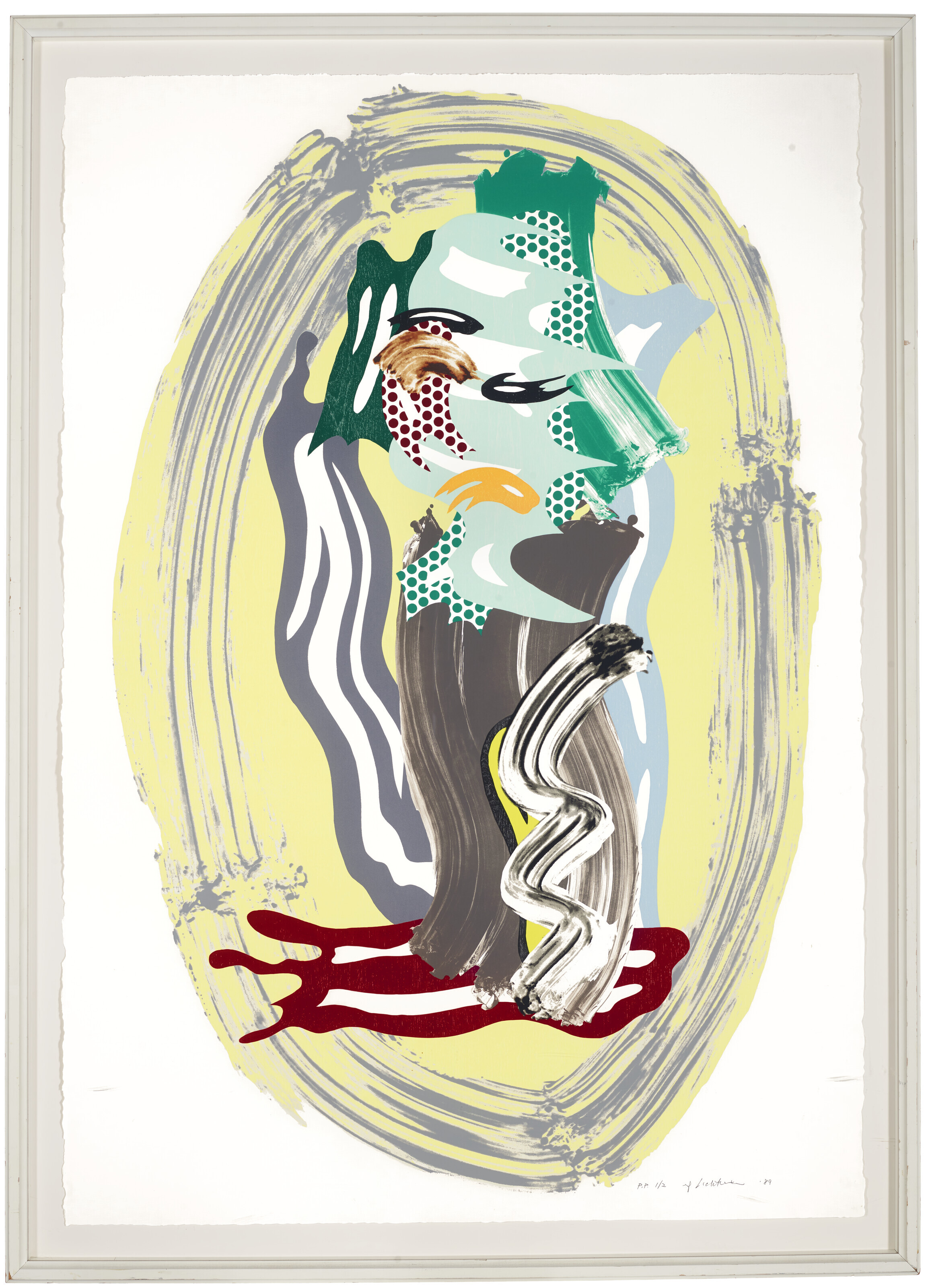 Roy Lichtenstein — Зеленое лицо, нарисованное мазками кисти, изображение 2