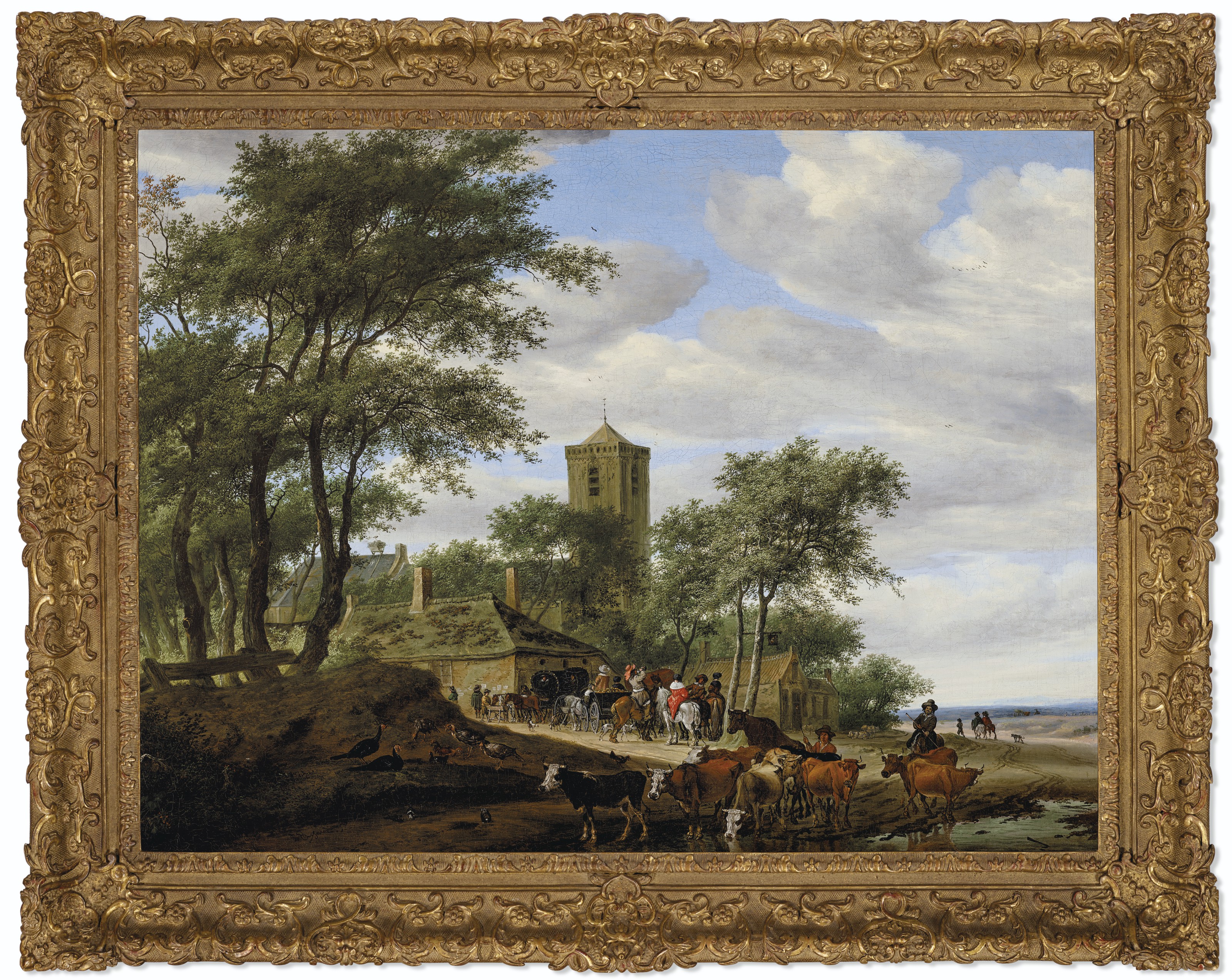 Salomon Van Ruysdael — Деревенский пейзаж с путешественниками, отдыхающими у ручья, изображение 2