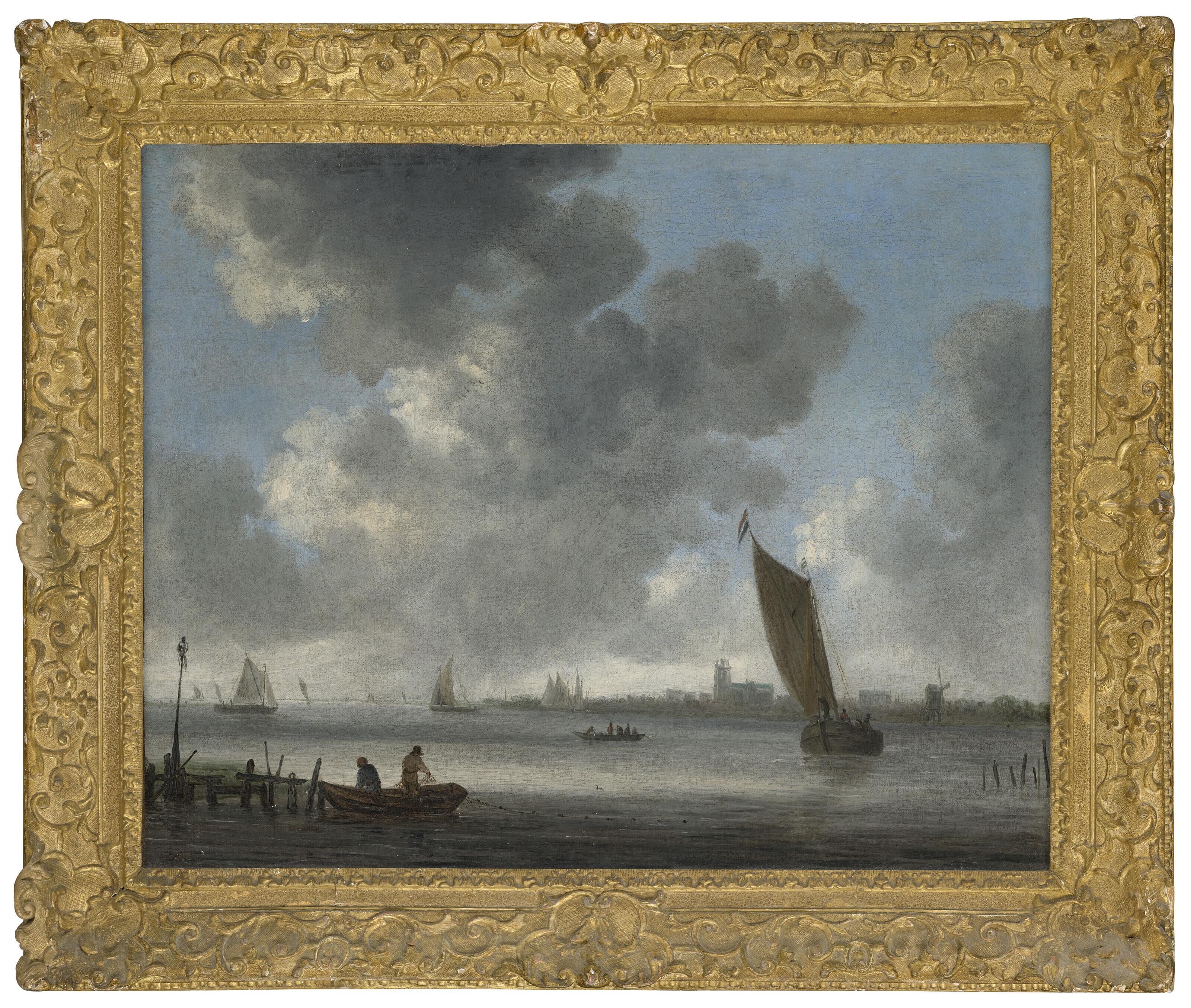 Salomon Van Ruysdael — Лодки на реке Ауде-Маас, за которой находится Дордрехт