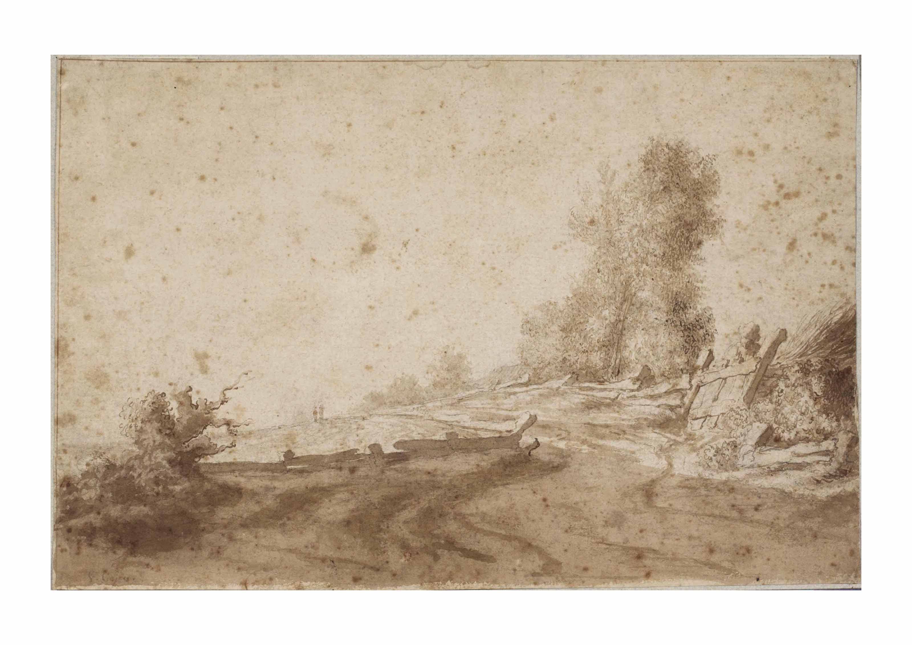 Salomon Van Ruysdael — Пейзаж с забором и группой деревьев