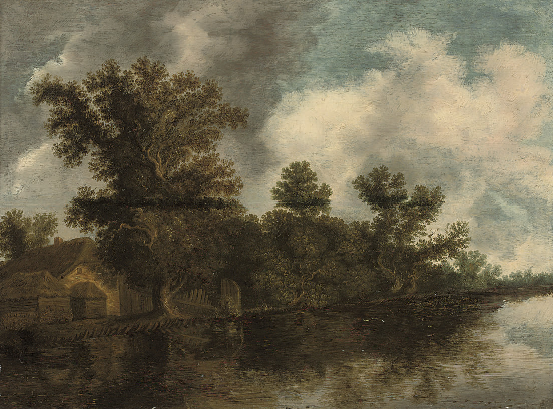 Salomon Van Ruysdael — Лесистый речной пейзаж с коттеджем на берегу