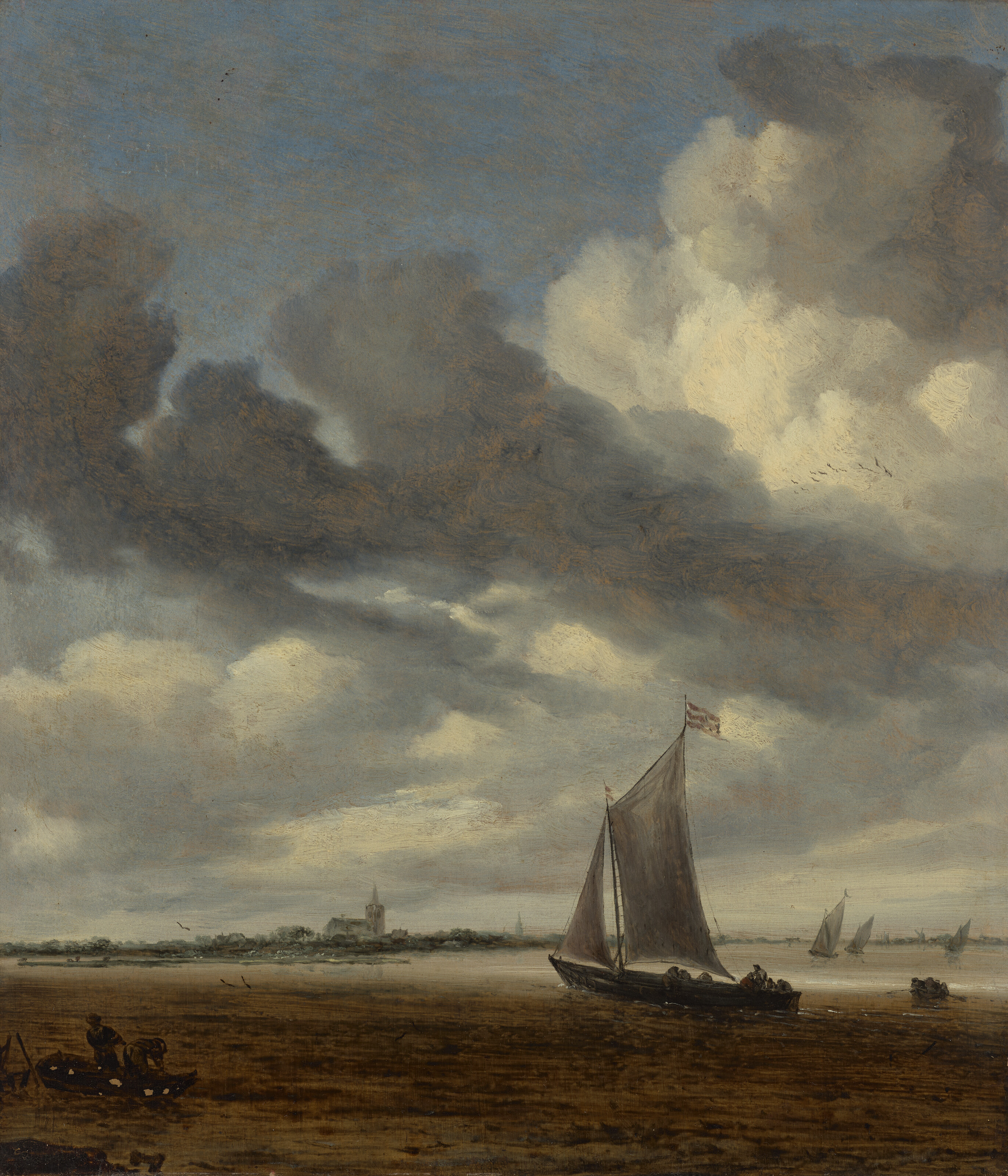 Salomon Van Ruysdael — Небольшой островок в устье реки с двумя рыбаками на переднем плане