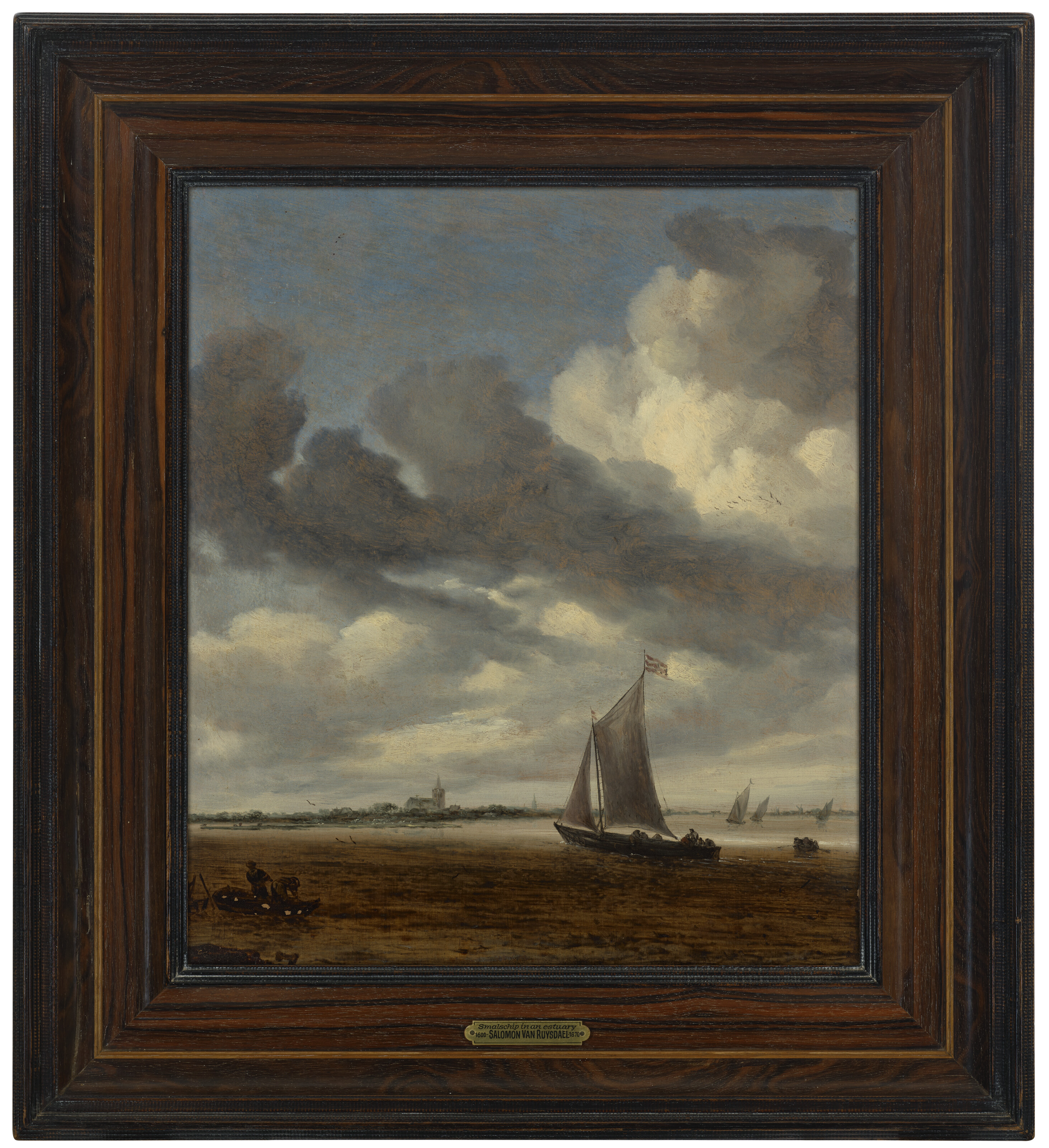 Salomon Van Ruysdael — Небольшой островок в устье реки с двумя рыбаками на переднем плане, изображение 2