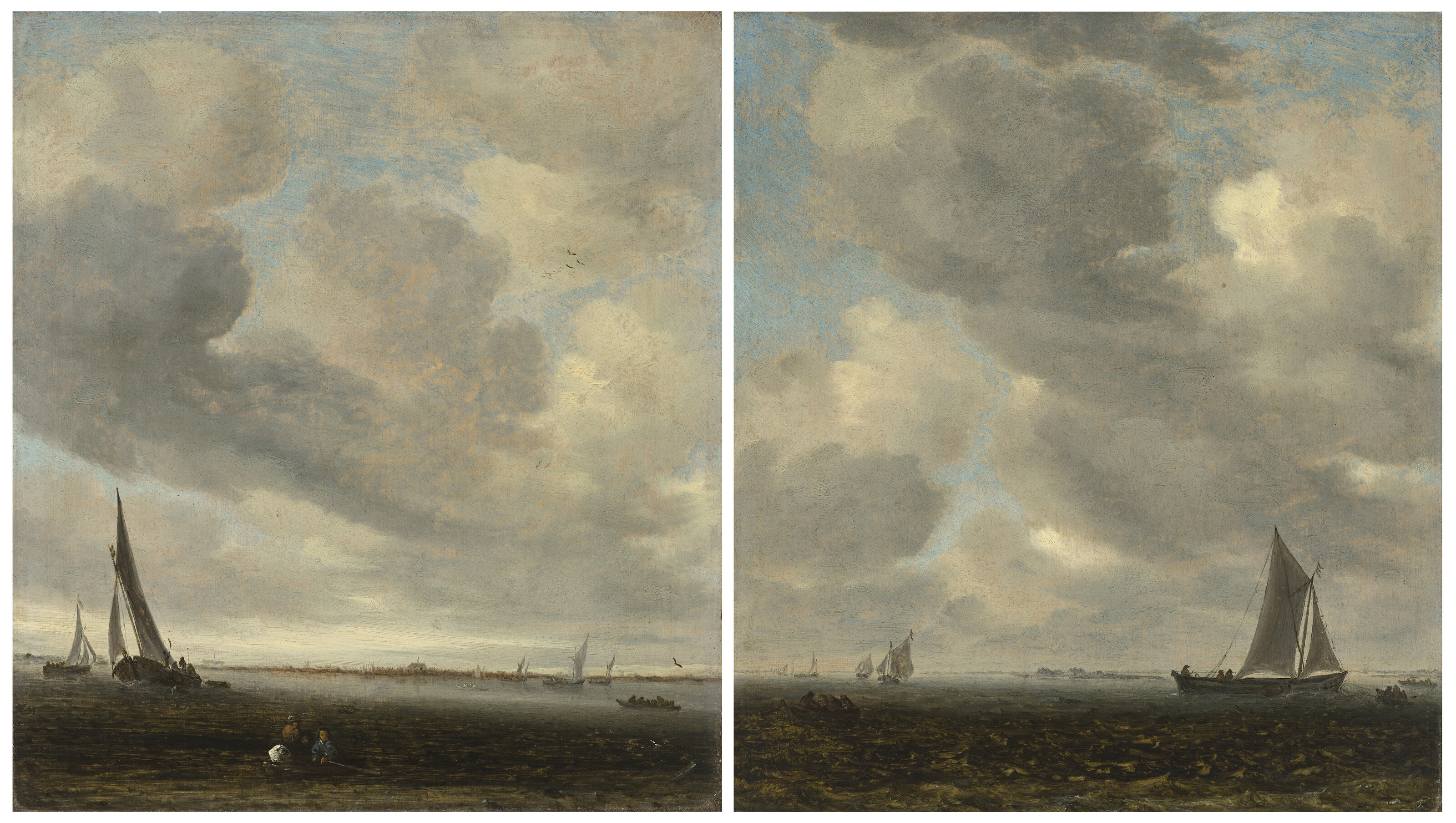 Salomon Van Ruysdael — Сцена в устье реки с отдаленным видом на Харлем; и сцена в устье реки с легким судоходством
