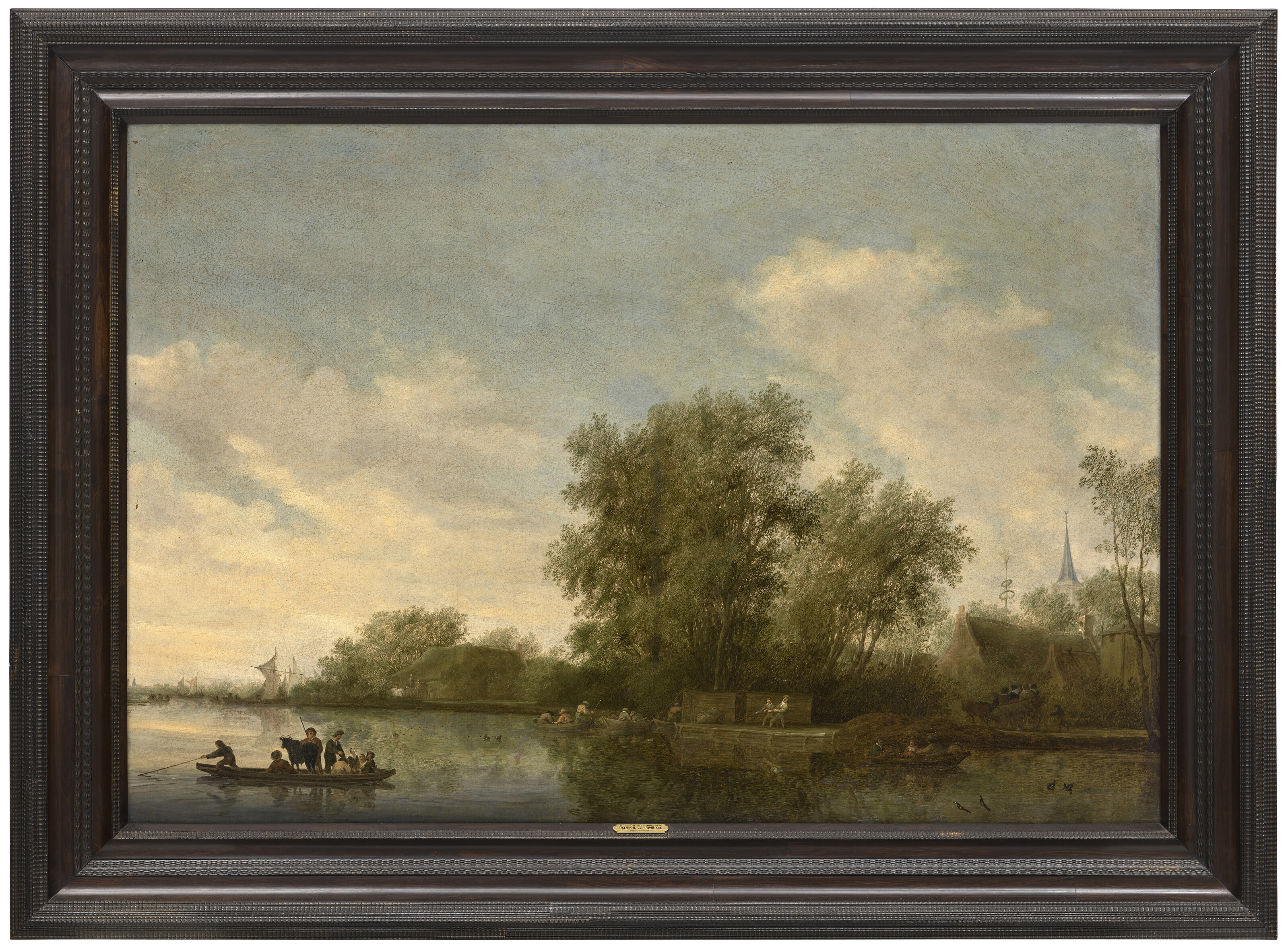 Salomon Van Ruysdael — Речной пейзаж с паромом и рыбаками, изображение 2