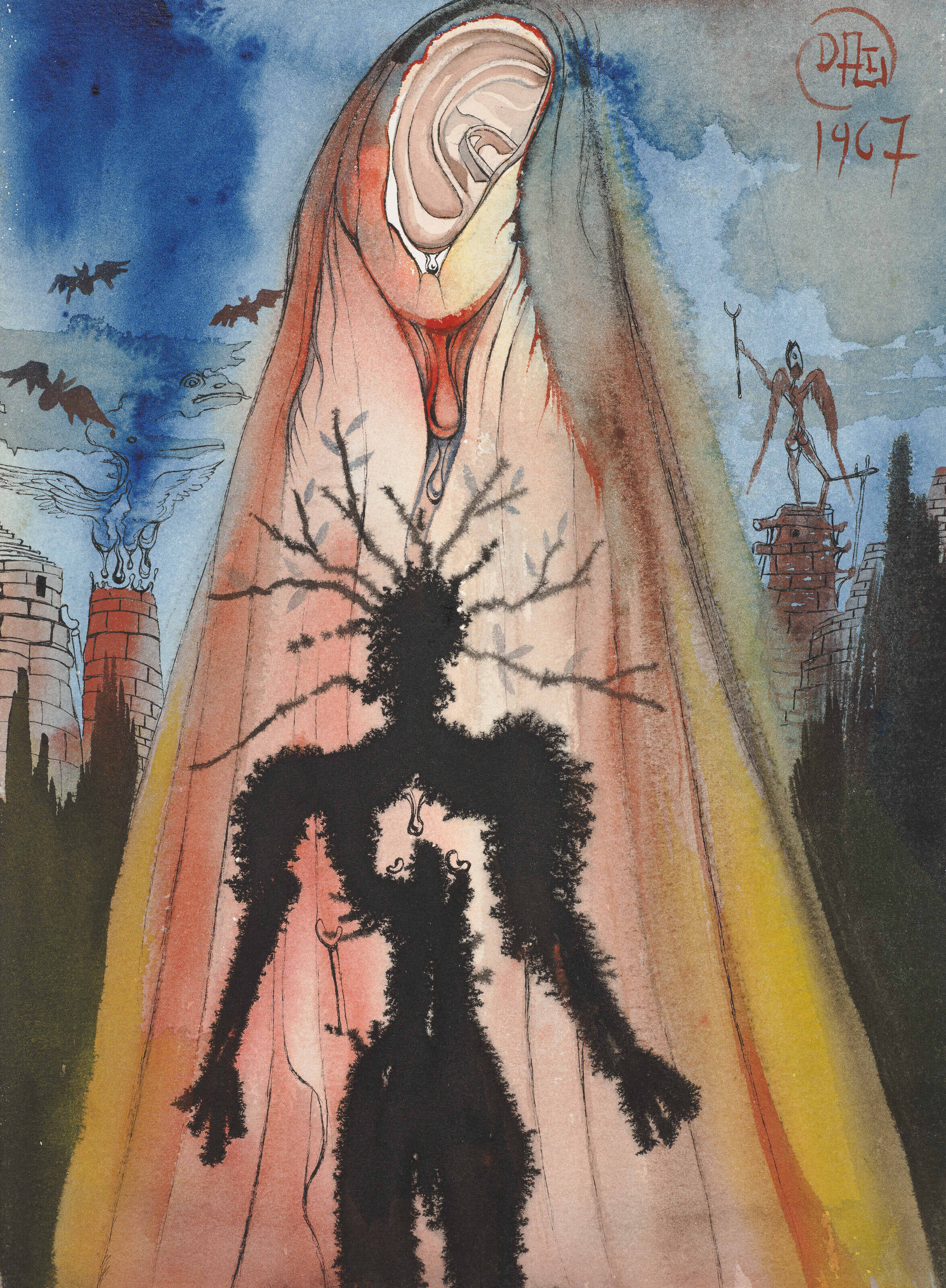 Salvador Dalí — Призрак отца Гамлета, сына-освободителя, совершенного в целях самообороны (Акт I, сцена 5), изображение 1