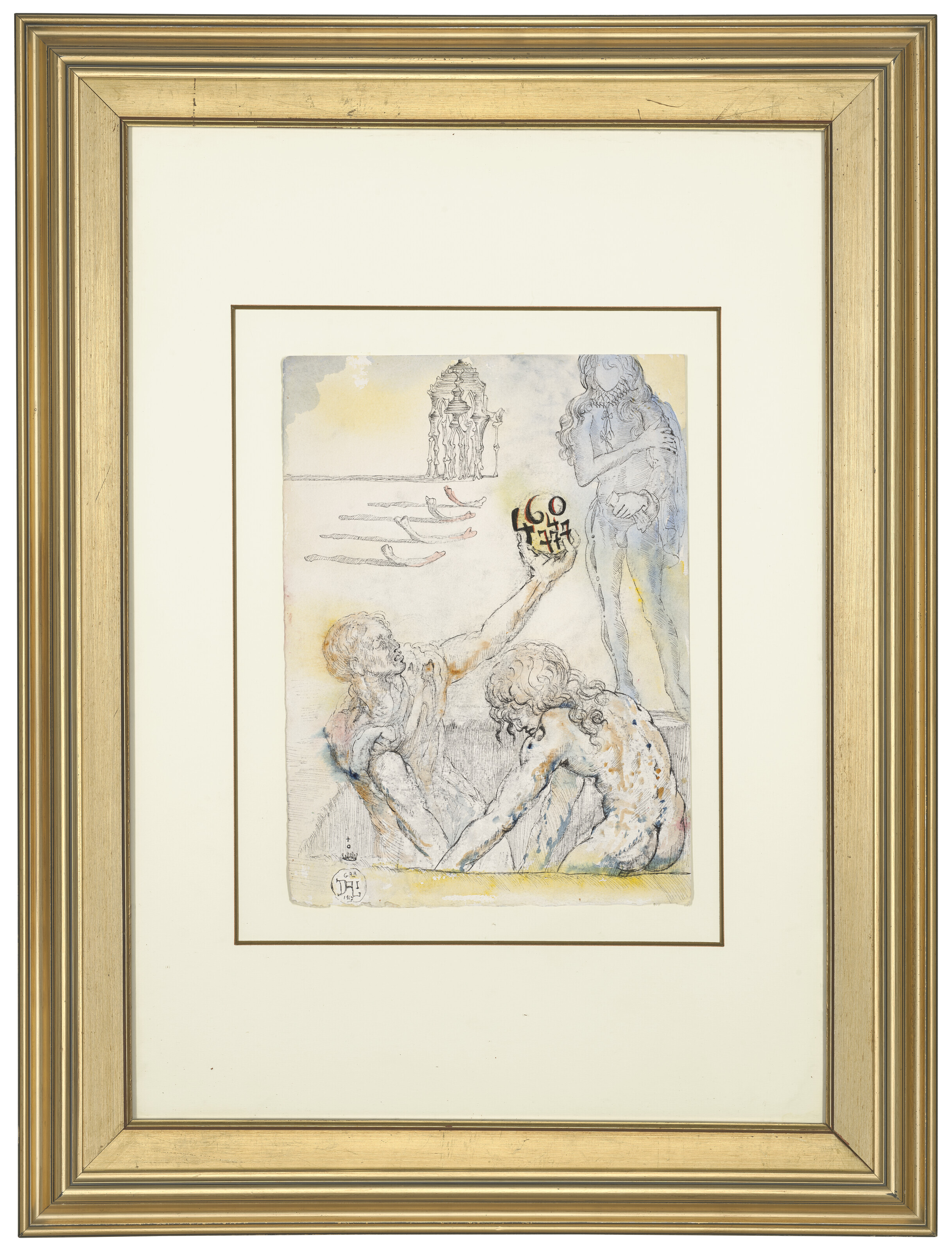 Salvador Dalí — Двое пэйсанов, танцующих во рву, друзья д'Офелии, под названием "Кран Йорика", часть 4640/777 из "Гамлета" (Акт V, сцена 1), изображение 2