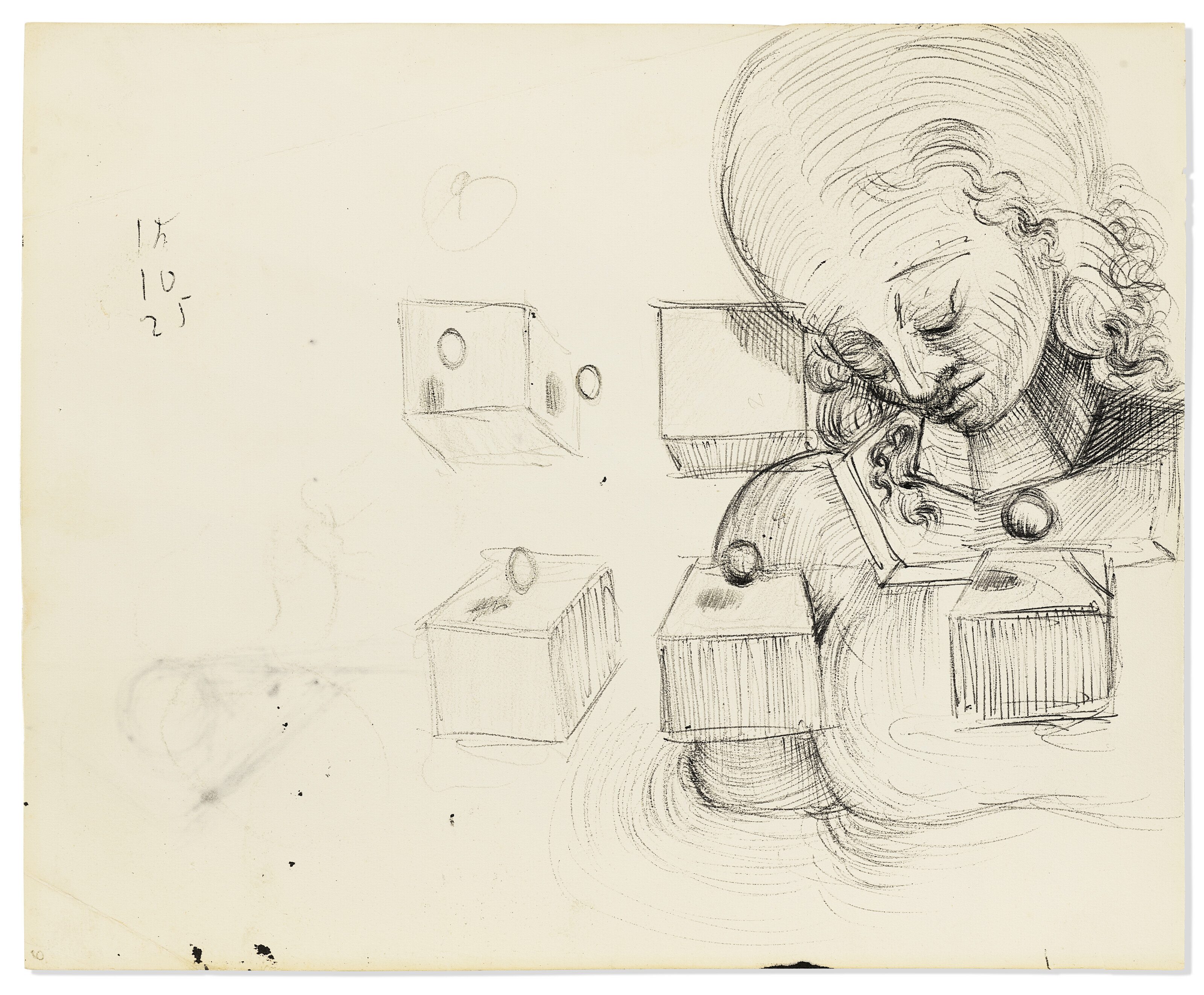 Salvador Dalí — Этюд с глазу на глаз с женщиной ( сзади ); Этюд для живой картины "Сеанс" ( оборотная сторона ), изображение 3