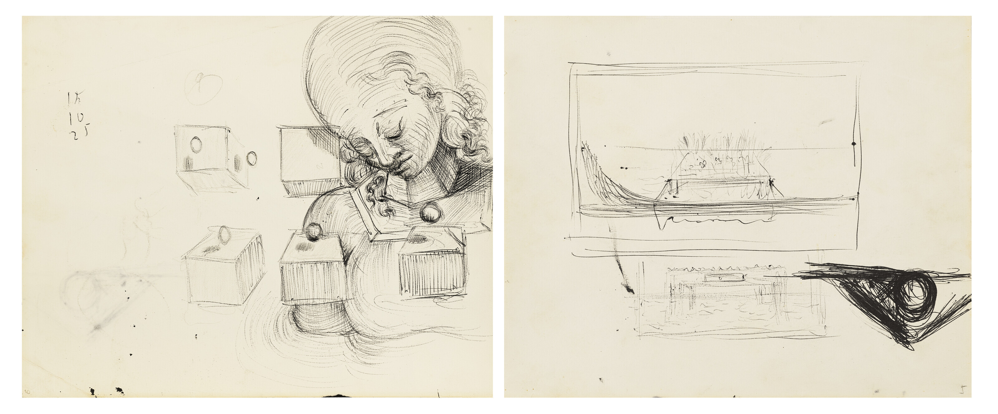 Salvador Dalí — Этюд с глазу на глаз с женщиной ( сзади ); Этюд для живой картины "Сеанс" ( оборотная сторона ), изображение 5