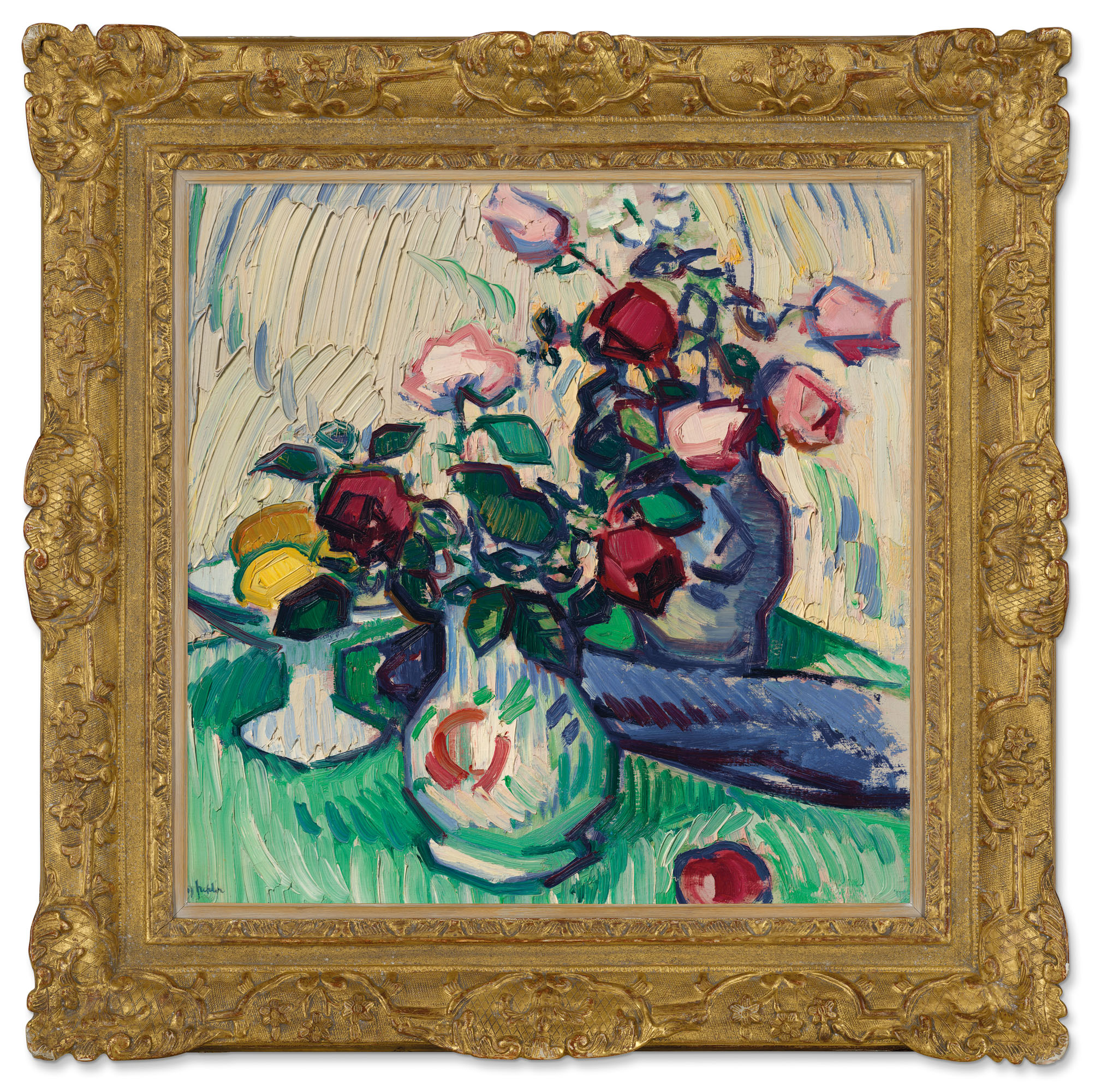 Samuel John Peploe — Фрукты и розы на столешнице, изображение 2