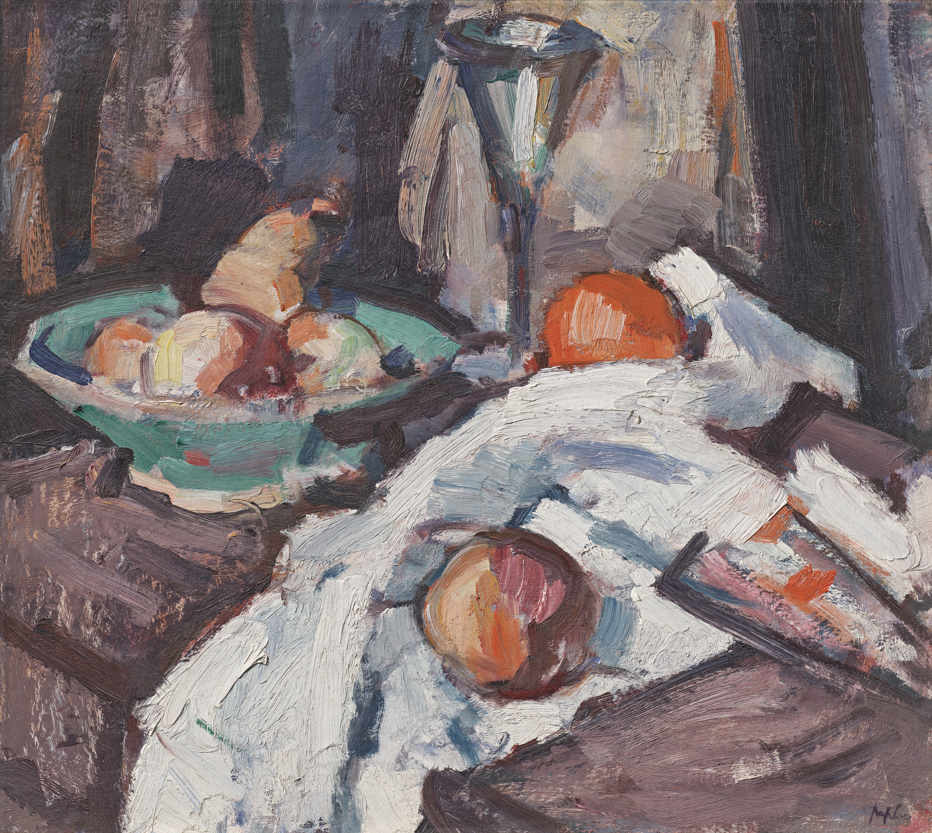 Samuel John Peploe — Розовые розы в вазе (слева направо ); Натюрморт с бокалом вина и фруктами ( справа налево ), изображение 2