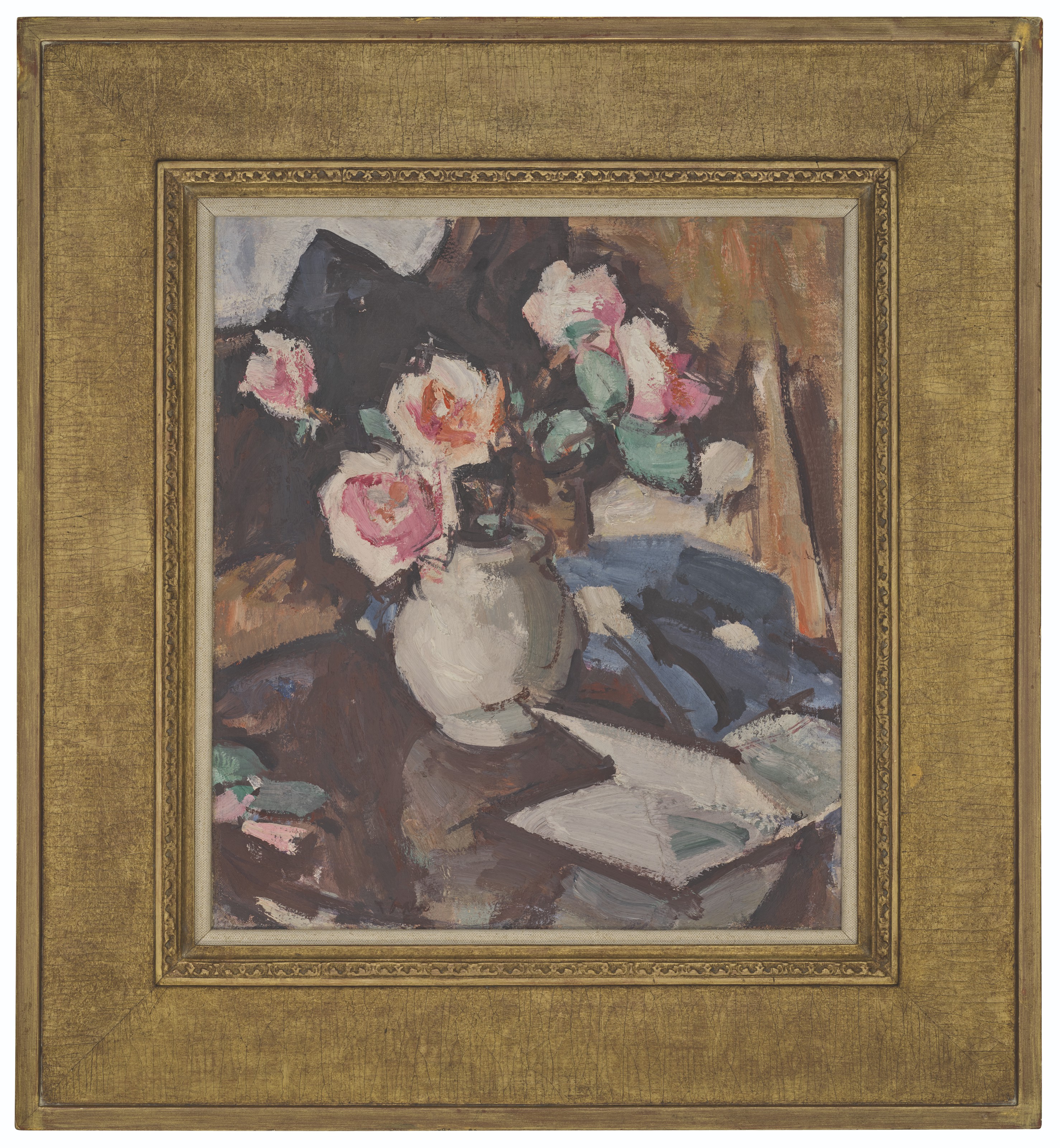 Samuel John Peploe — Розовые розы в вазе (слева направо ); Натюрморт с бокалом вина и фруктами ( справа налево ), изображение 3
