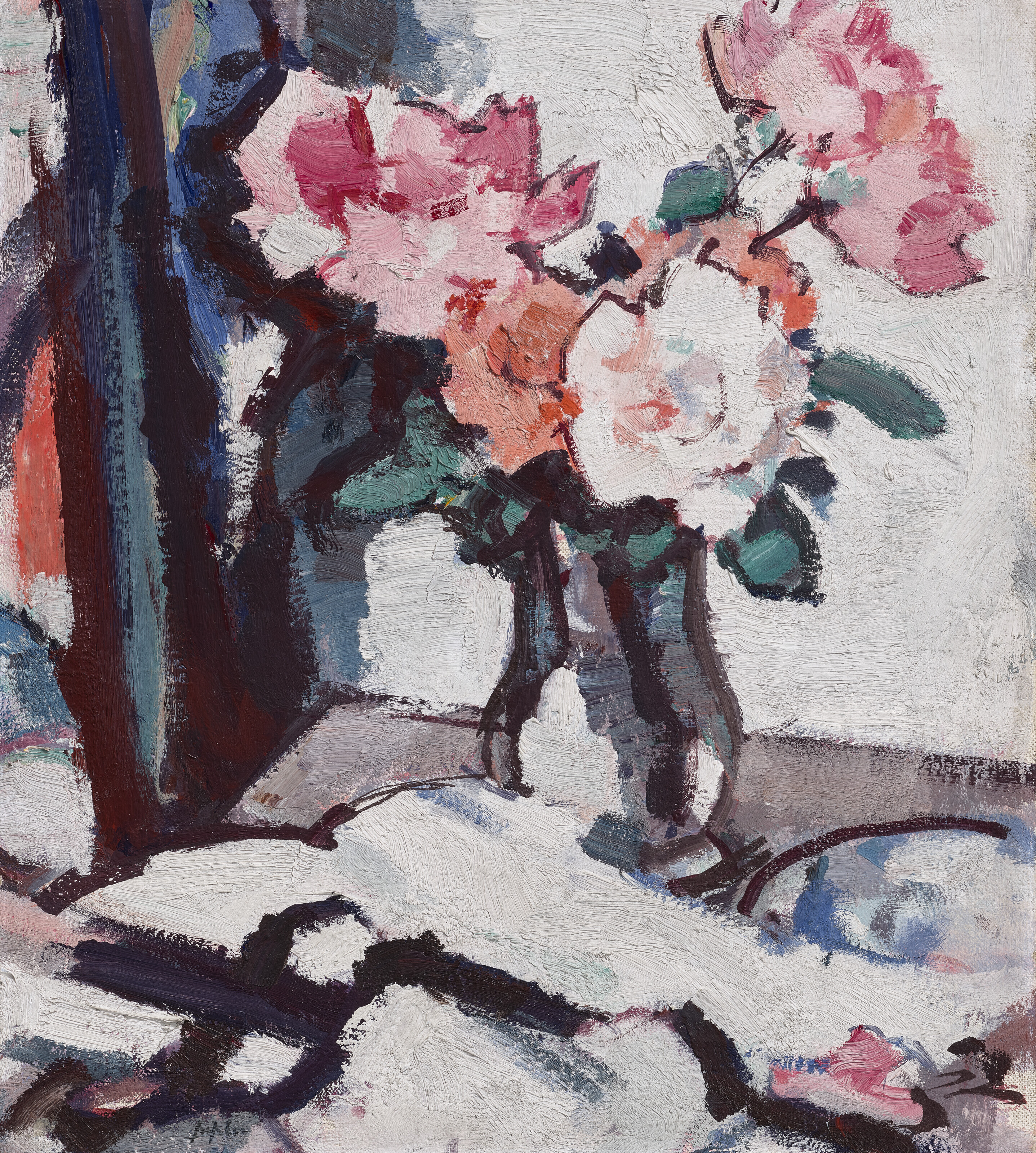 Samuel John Peploe — Розовые розы в стеклянной вазе