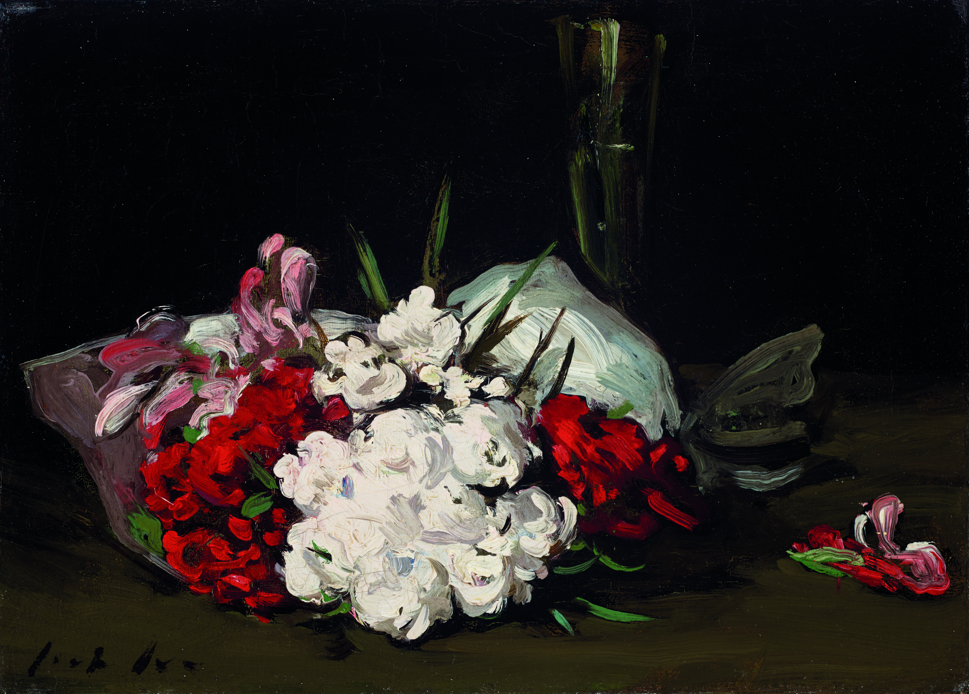 Samuel John Peploe — Букет из красных и белых цветов с бокалом для шампанского