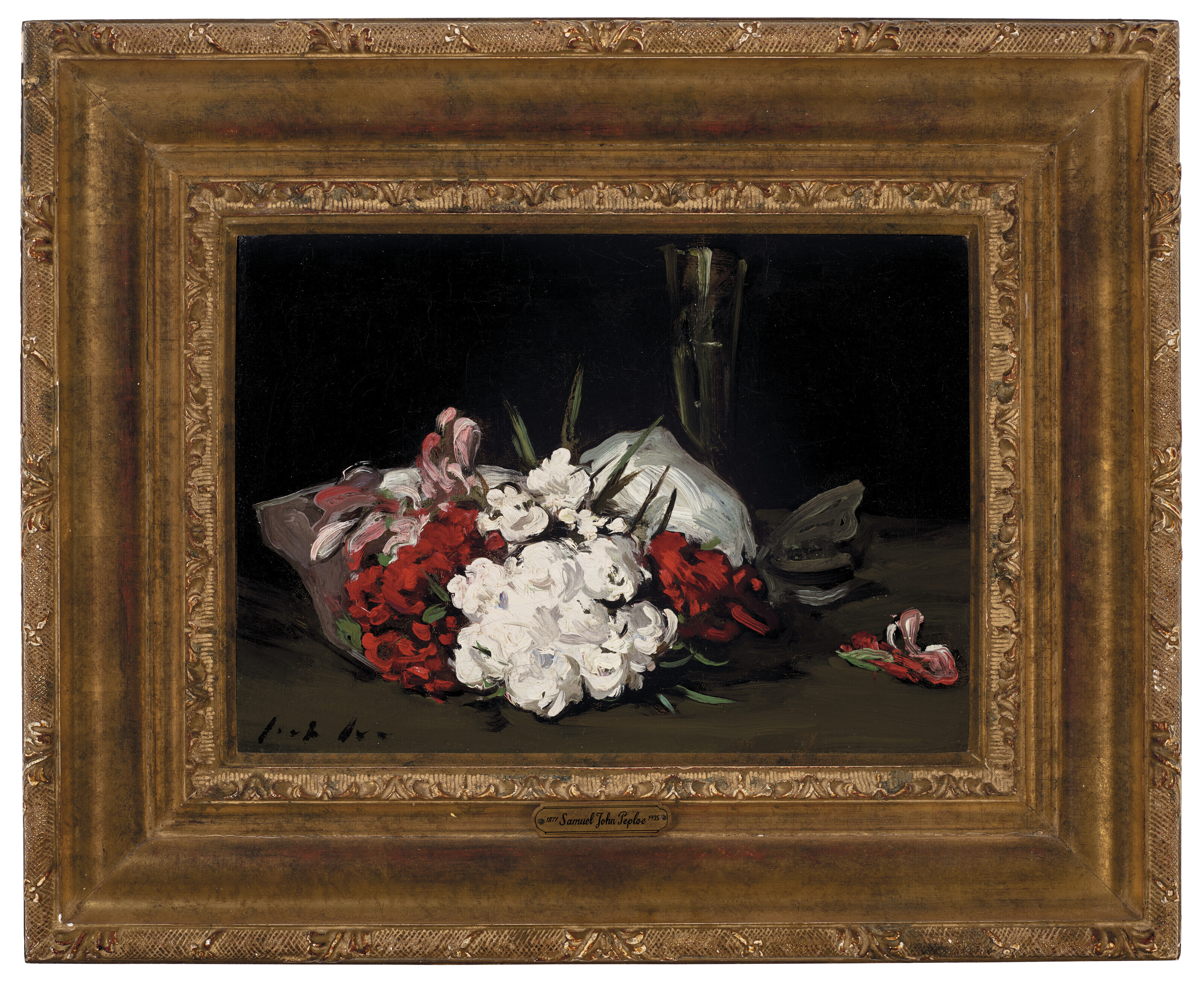 Samuel John Peploe — Букет из красных и белых цветов с бокалом для шампанского, изображение 2