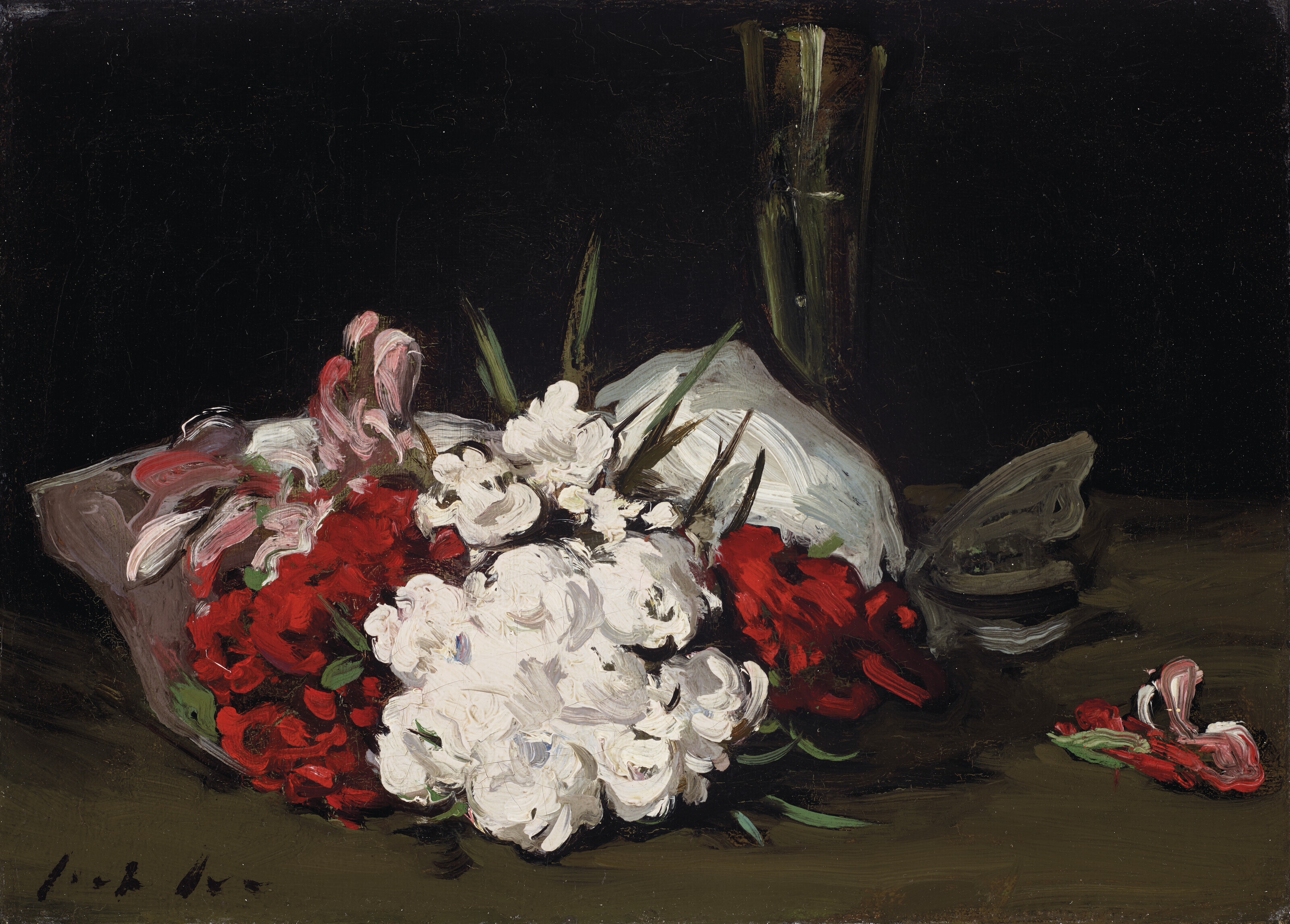 Samuel John Peploe — Букет из красных и белых цветов с бокалом для шампанского