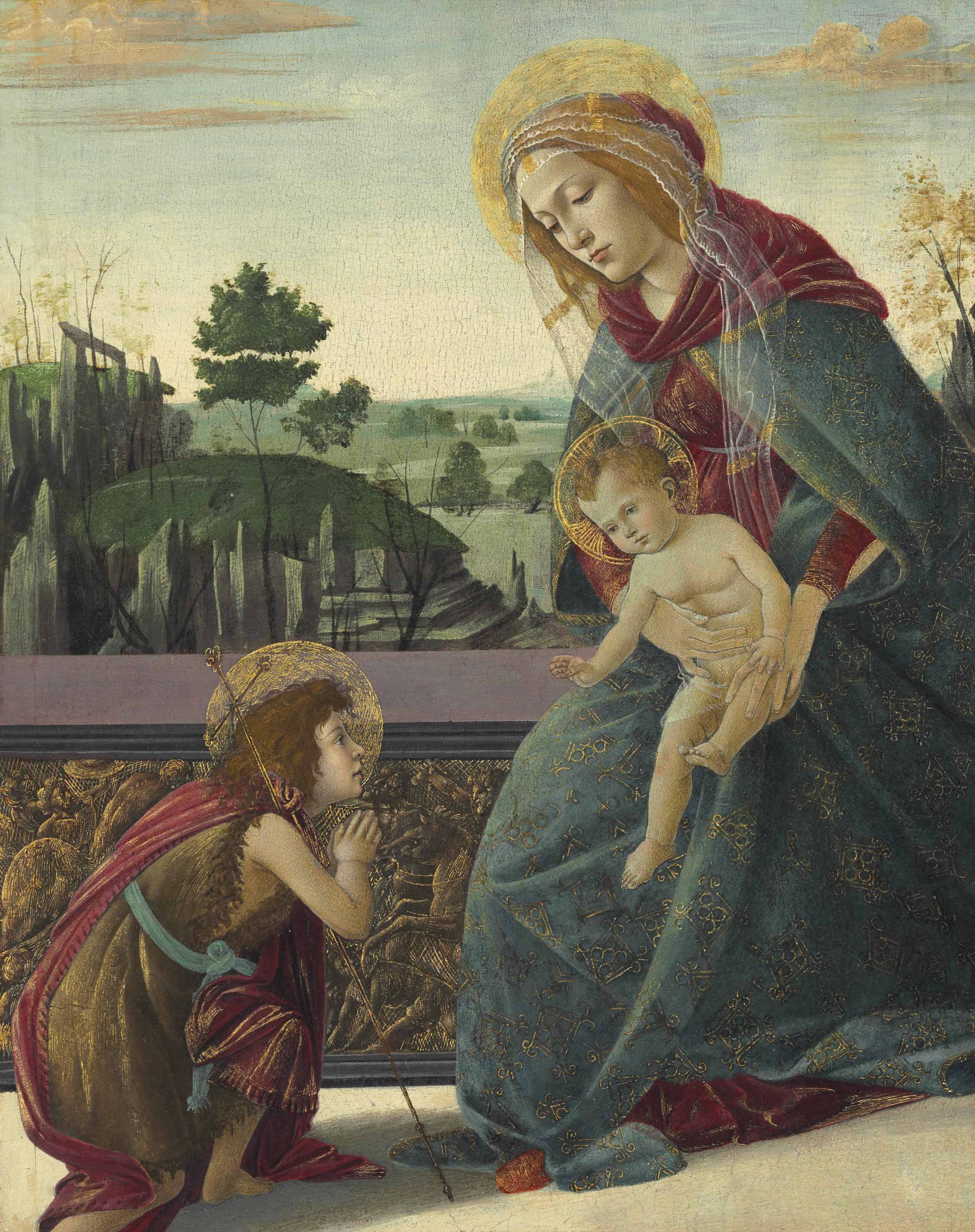 Sandro Botticelli — "Мадонна Рокфеллера": Мадонна с младенцем и юным святым Иоанном Крестителем