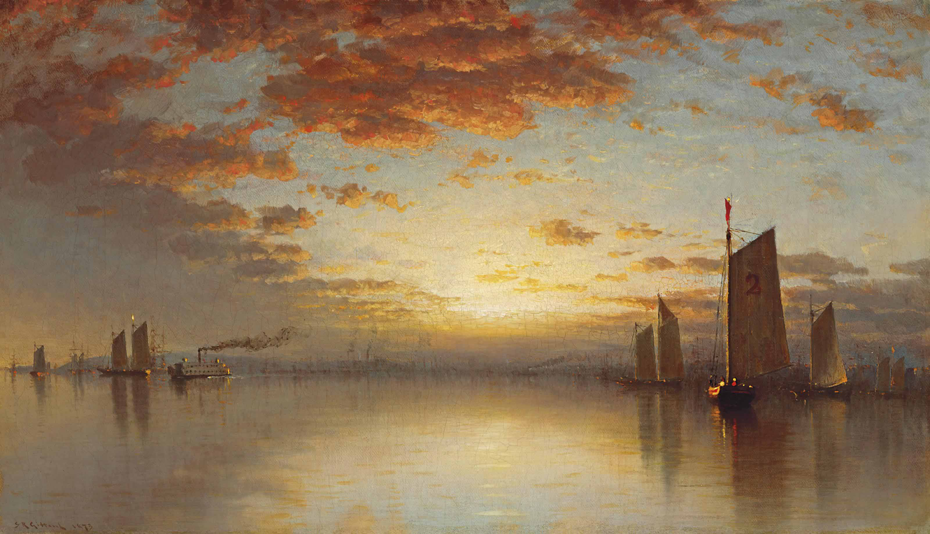 Sanford Robinson Gifford — Закат над Нью-Йоркским заливом