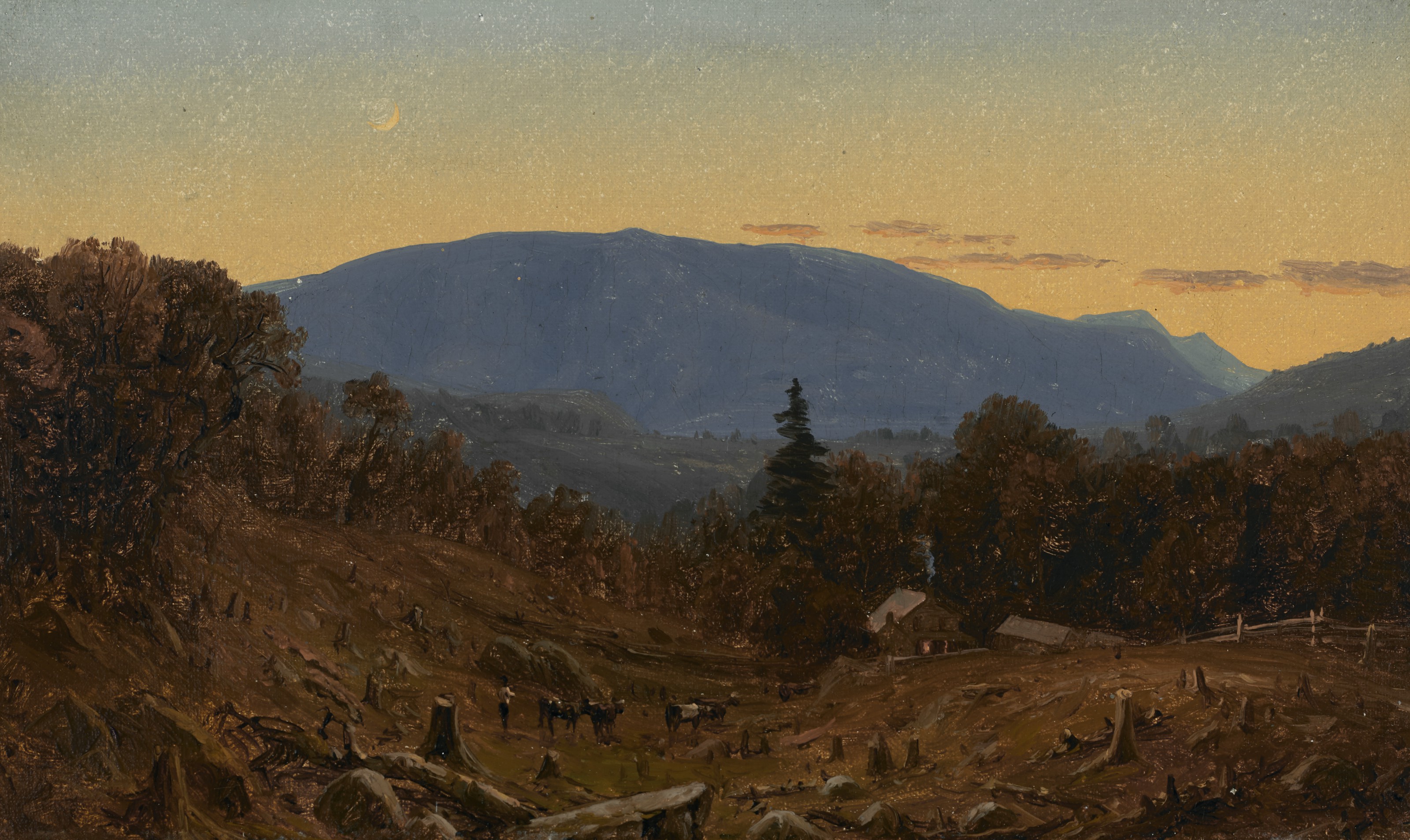 Sanford Robinson Gifford — Этюд горы Хантер в сумерках