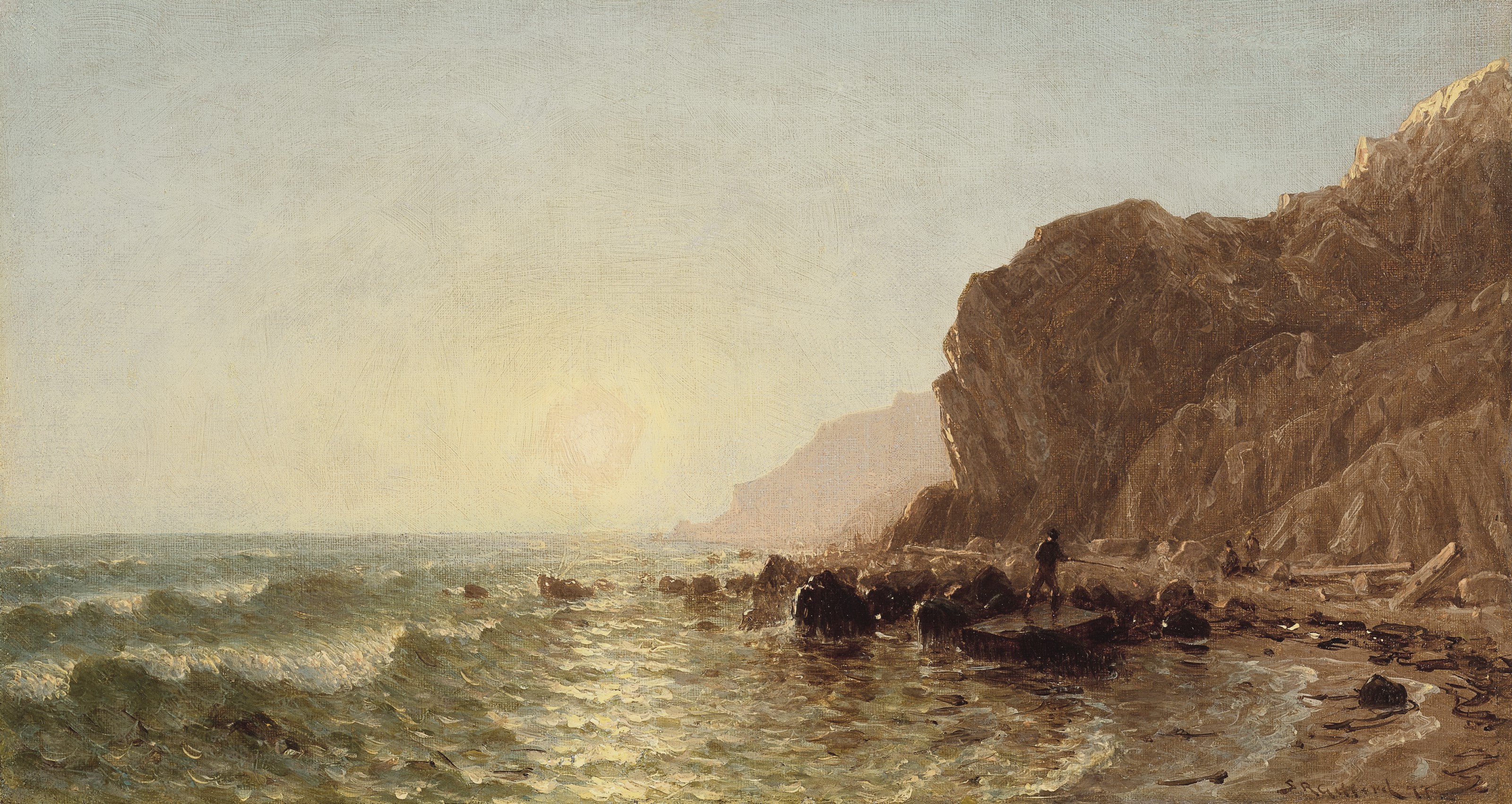 Sanford Robinson Gifford — Этюд к фильму "Закат на берегу ничейной земли — ловля окуня"