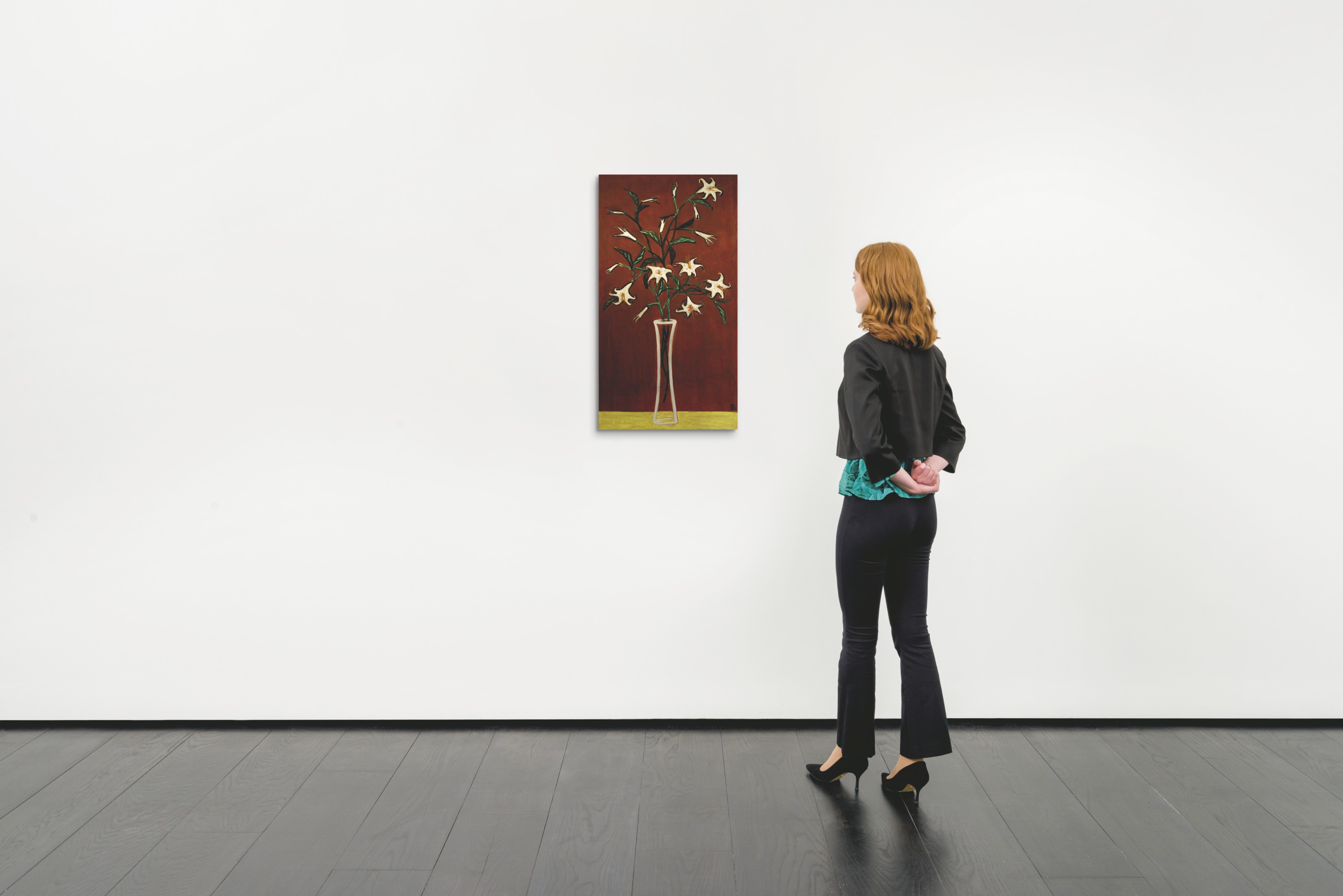 Sanyu — Vase de lys sur fond marron (Ваза с лилиями на красном фоне), изображение 2