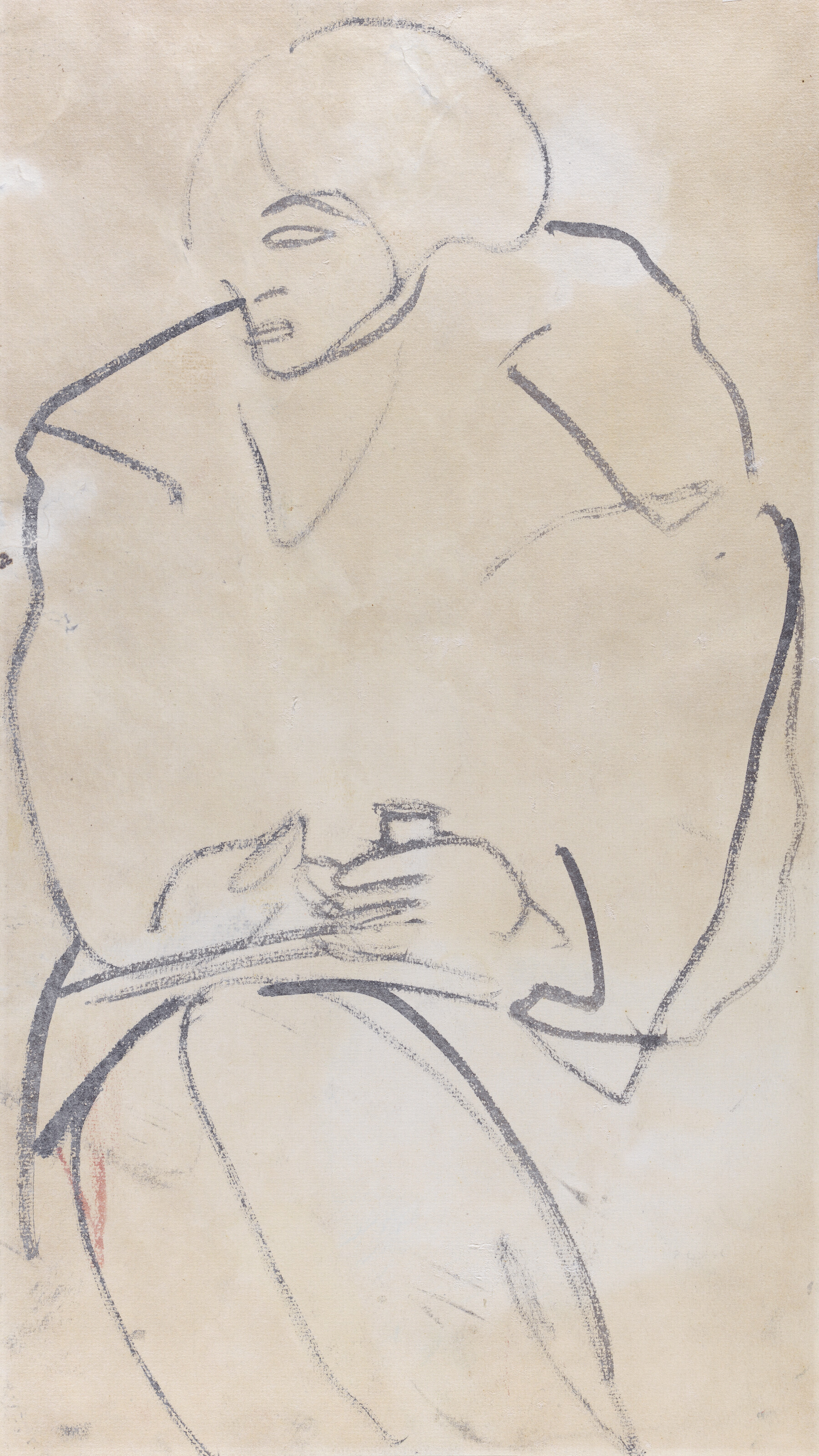 Sanyu — Femme au chapeau rouge (Женщина в красной шляпе), изображение 2