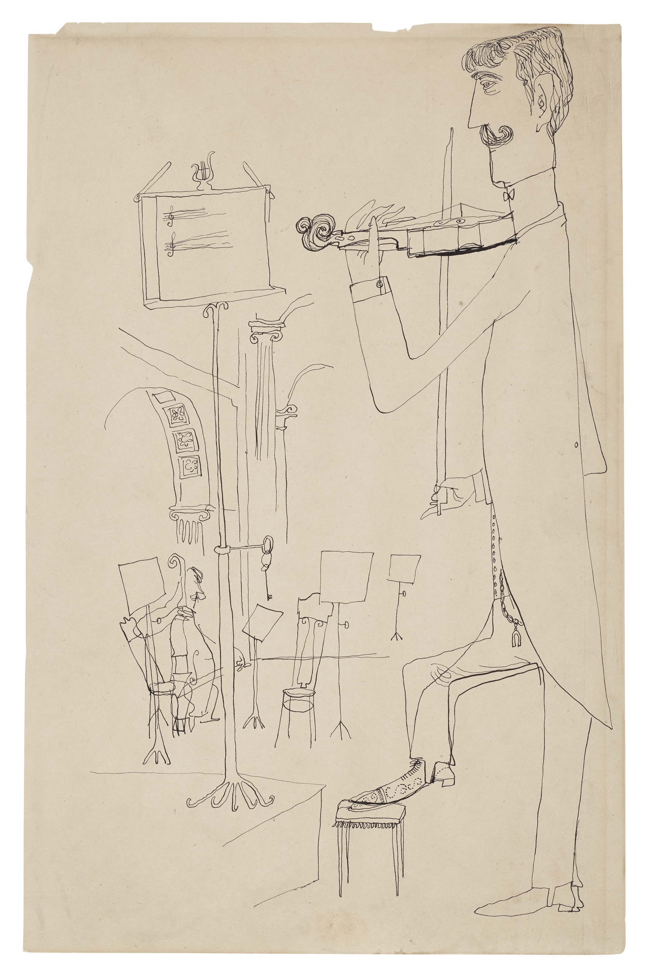 Saul Steinberg — Без названия (скрипач)